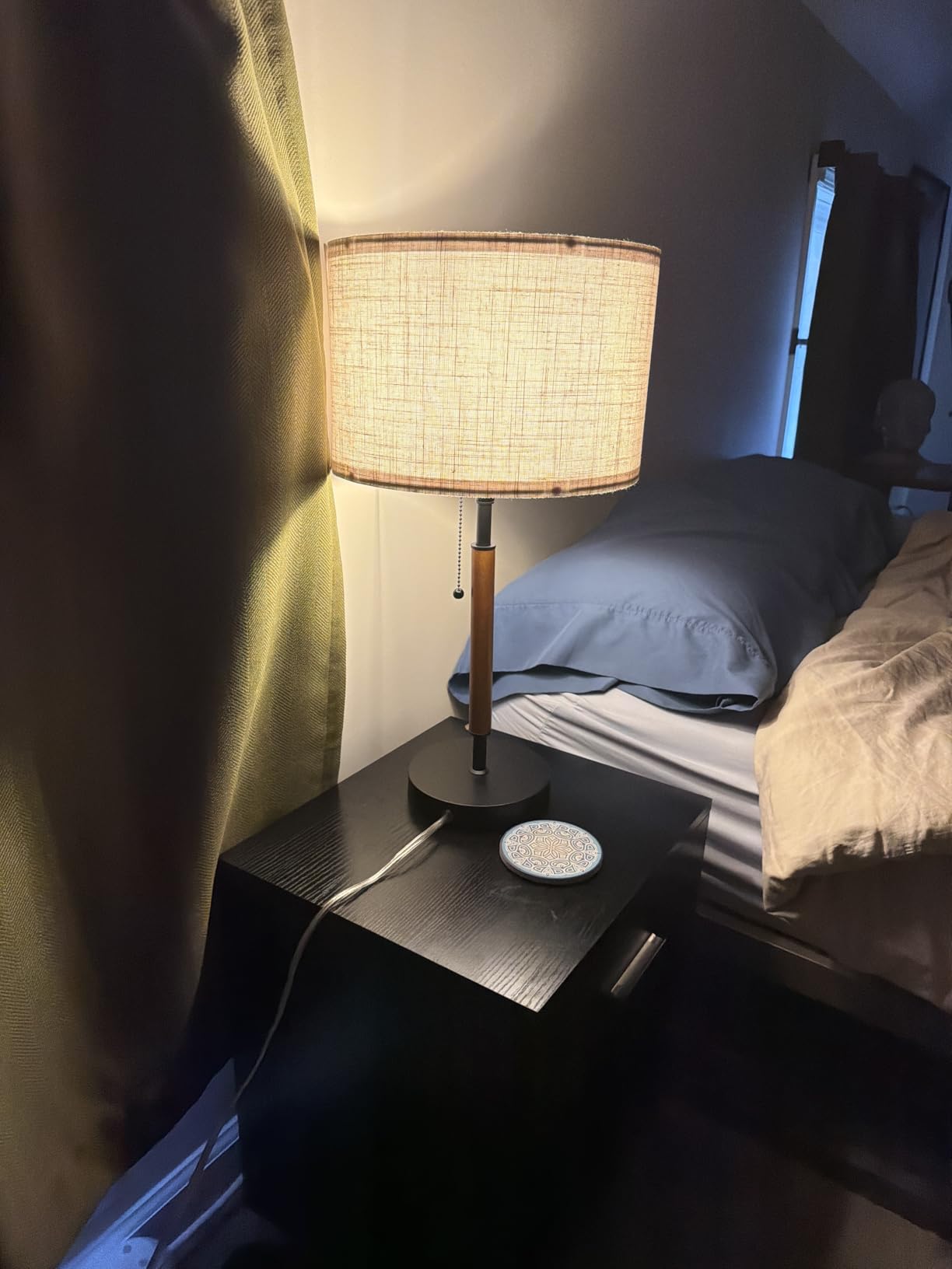 EDISHINE Mid Century Table Lamp, Bedside Lamp with Pull Chain Switch, E26 | 21.65