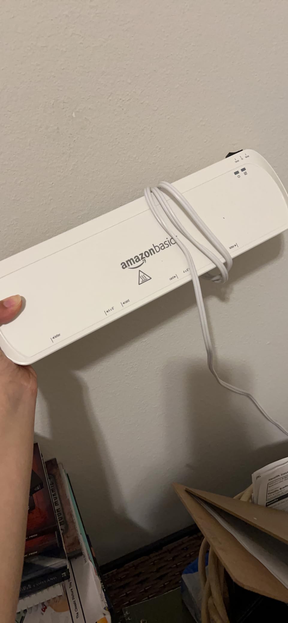 Amazon Basics 9-Inch Thermal Laminator Machine with Quick Warm-Up, 2 Heat Settings, Jam Release for Documents and Photos, White customer photo 2