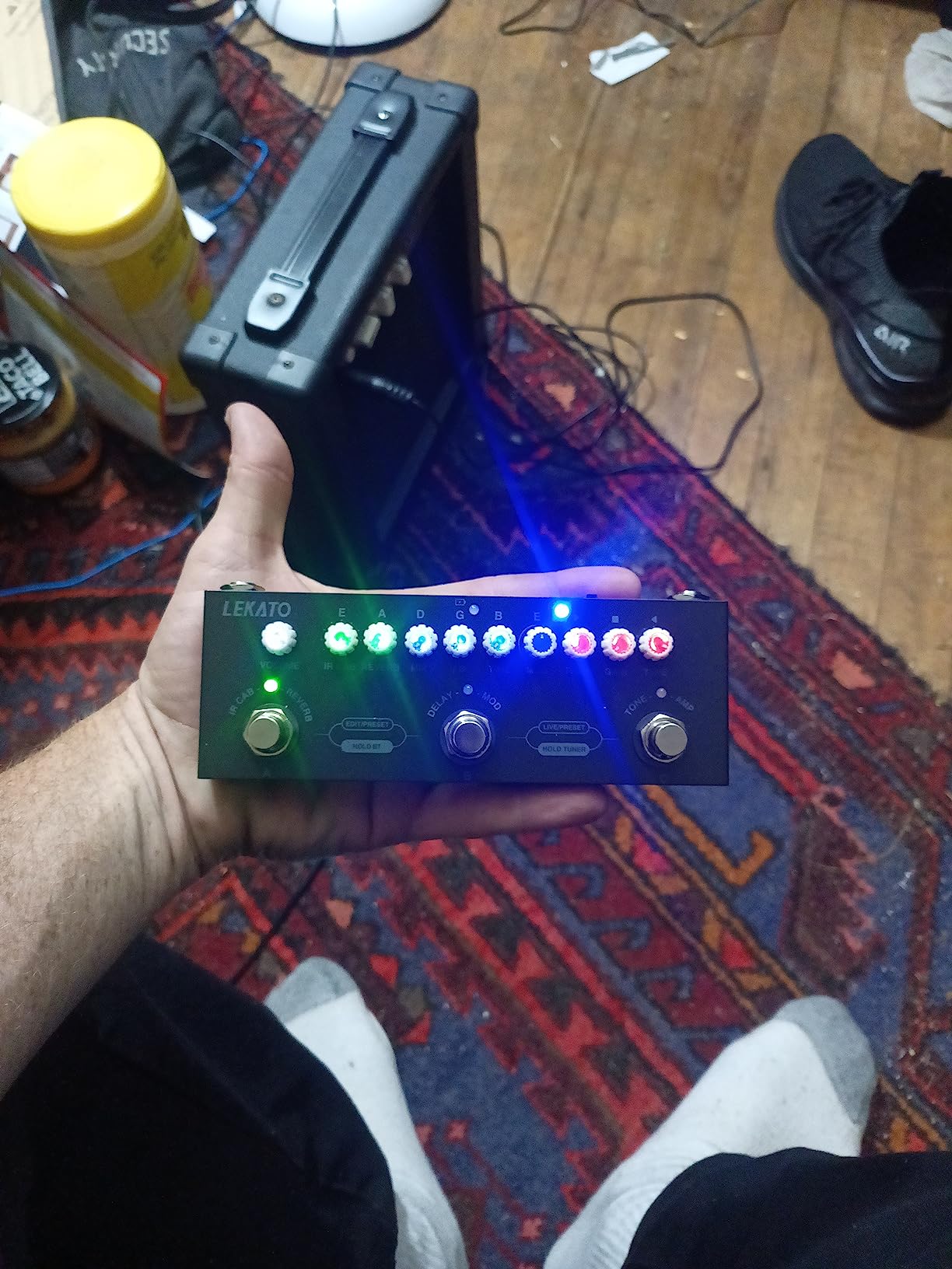 LEKATO Multi Effects Guitar Pedal, with IR Loading 9 AMP Models, Delay Reverb Distortion Overdrive Pedal, Rechargable Electric Guitar Effects Multi Pedal Support Recording,Bluetooth 5.0 customer photo 1