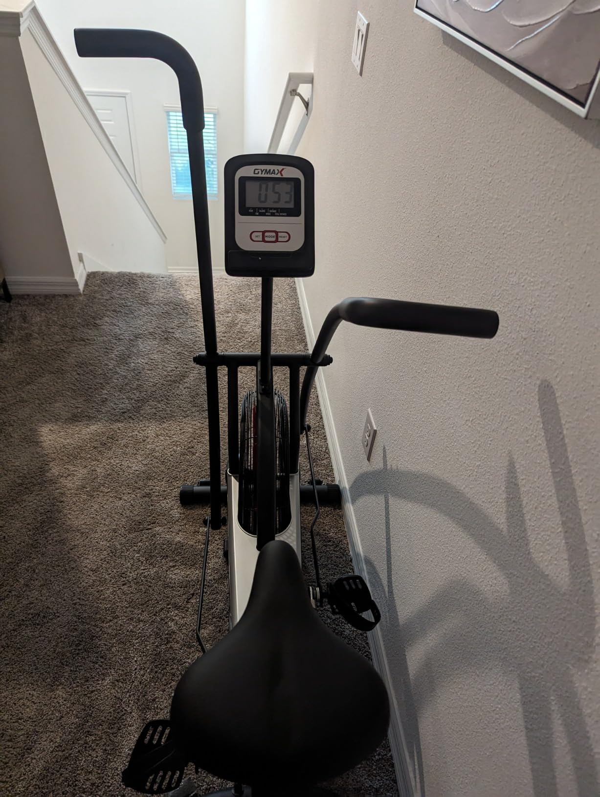 Goplus Air Bike, Fan Exercise Bike with Unlimited Resistance, Clear LCD Display, Tablet Holder, Adjustable Seat and Built-in Wheels, Fan Cycling Bike for Home Cardio Training customer photo 1