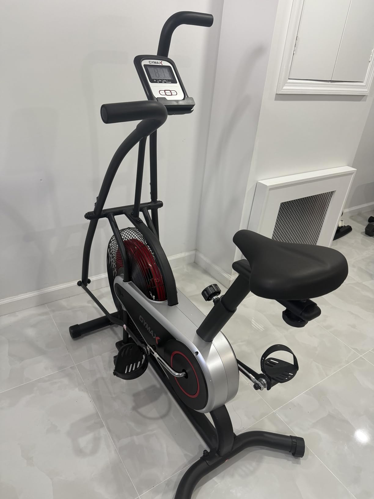 Goplus Air Bike, Fan Exercise Bike with Unlimited Resistance, Clear LCD Display, Tablet Holder, Adjustable Seat and Built-in Wheels, Fan Cycling Bike for Home Cardio Training customer photo 2