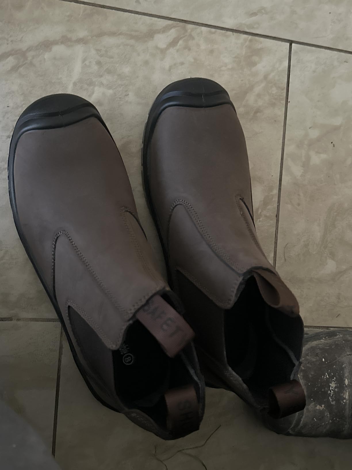 TAERDUN Steel Toe Work Boots for Men Slip-on Chelsea Boot, 6