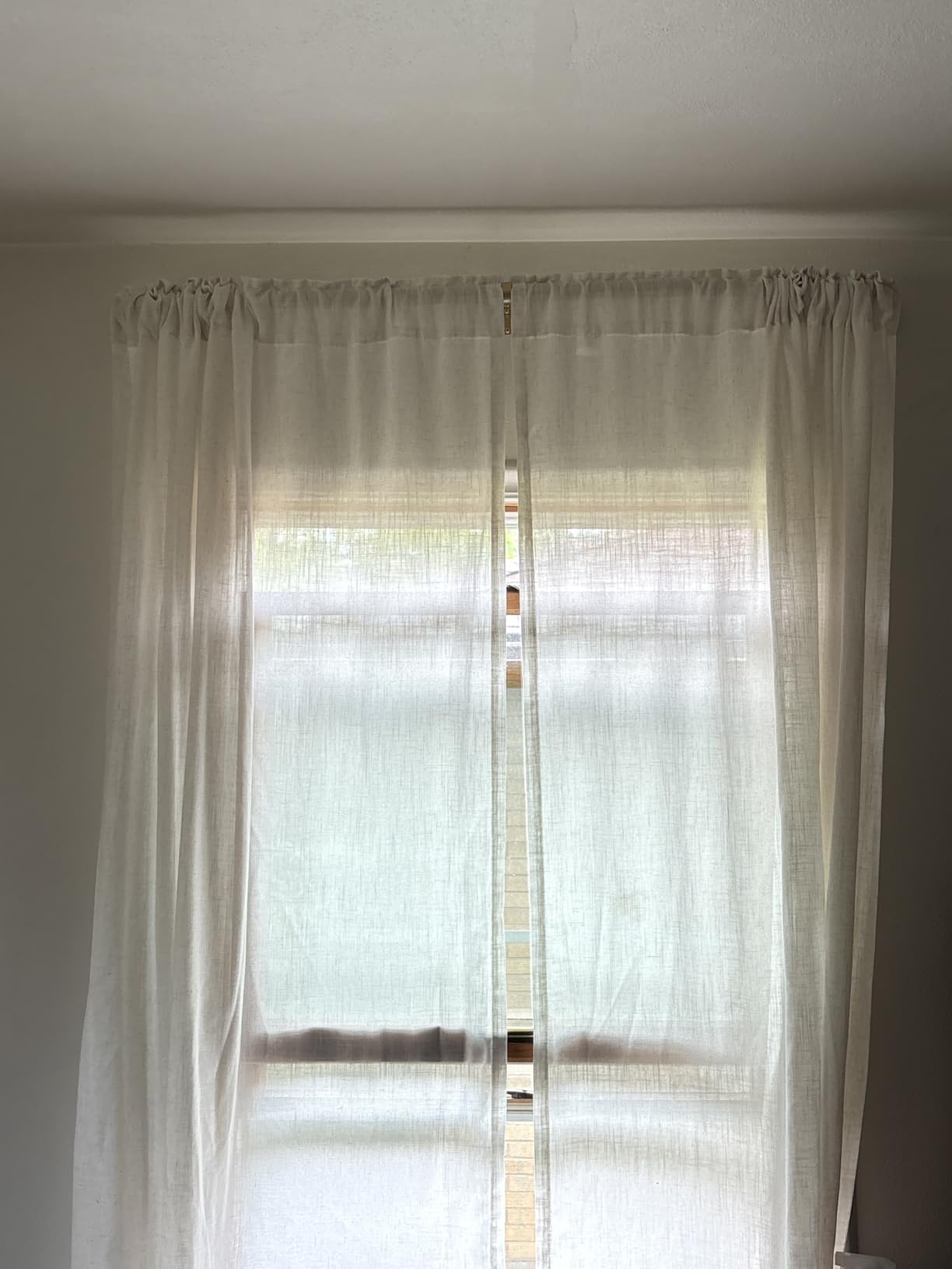 Natural Linen Back Tab Curtains 84 Inch Length for Living Room 2 Panel Pocket Drape Light Filtering Semi Sheer Neutral Country Rustic Farmhouse Boho Curtain Bedroom Muslin Look Ivory Cream Colored customer photo 1