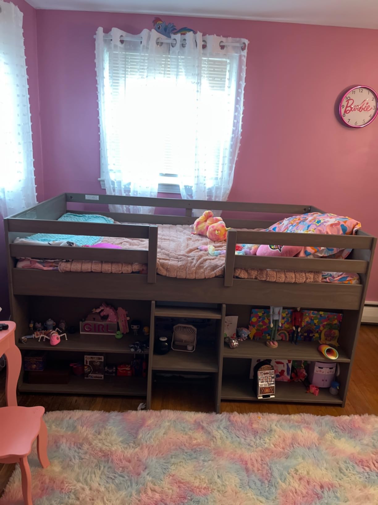 Max & Lily Modern Farmhouse Low Loft Bed, Twin Bed Frame for Kids with 2 Bookcases, Driftwood customer photo 1