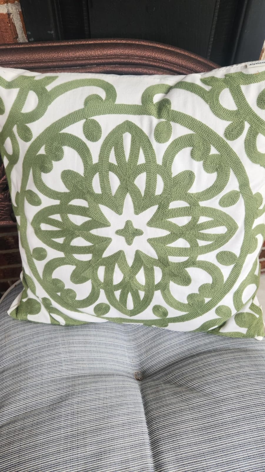 Alysheer Boho Embroidered Lumbar Throw Pillow Cover 12x20, 1pc Navy | Boho Mandala Embroidery Geometric Patterned Cotton Cushion Cases Durable Textured Modern Pillowcase for Couch Bed Living Room customer photo 1