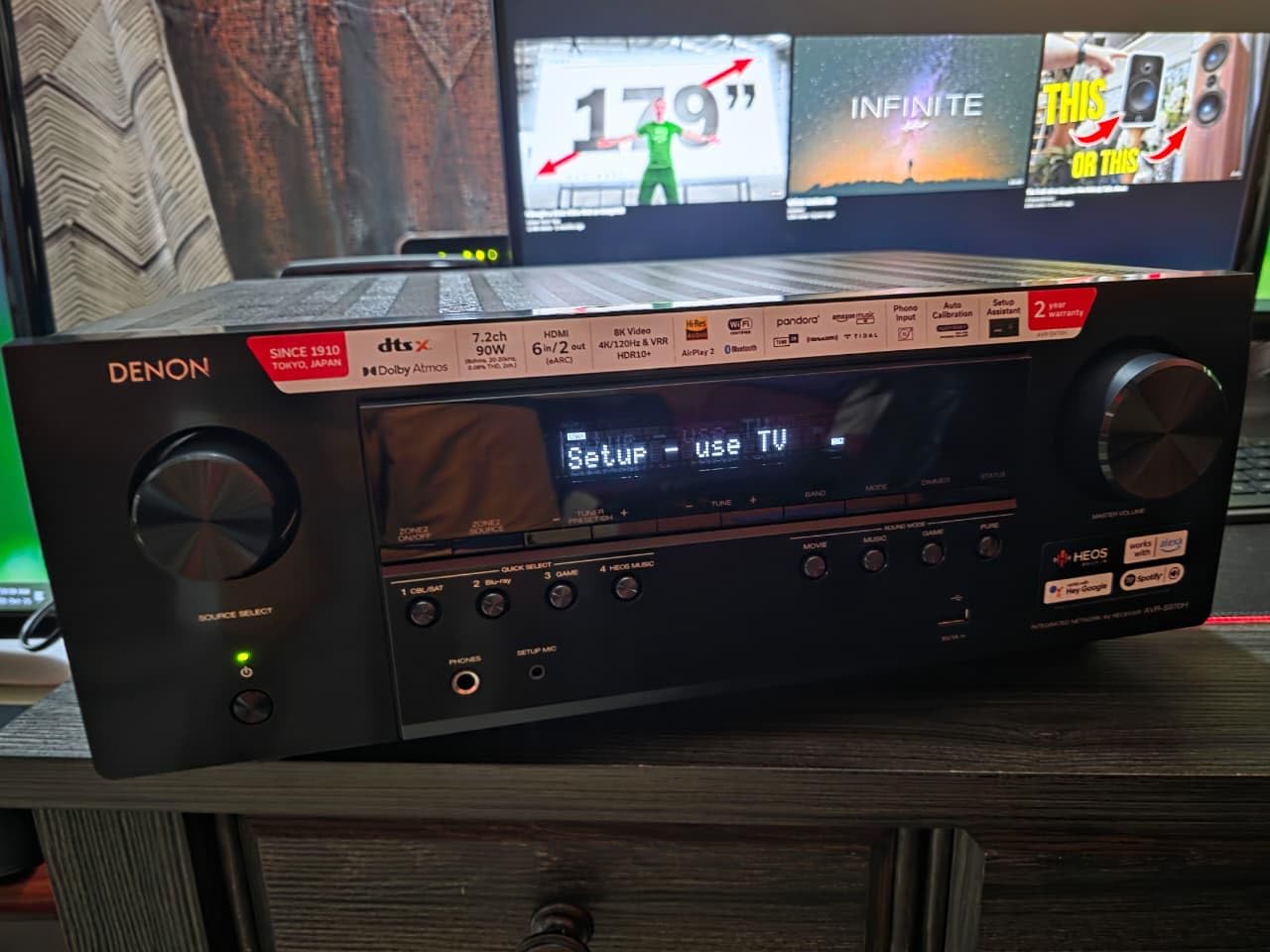 Denon AVR-S970H 7.2 Channel 8K UHD AV Receiver (90W x 7), Wi-Fi, Bluetooth customer photo 1