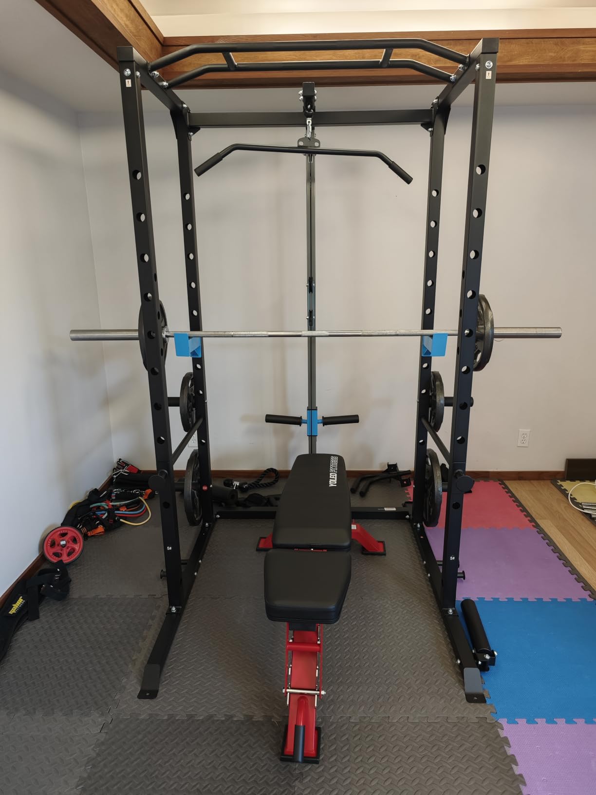 ULTRA FUEGO Power Cage, Multi-Functional Power Rack with J-Hooks, Dip Handles, Landmine Attachment and Optional Cable Pulley System for Home Gym customer photo 2