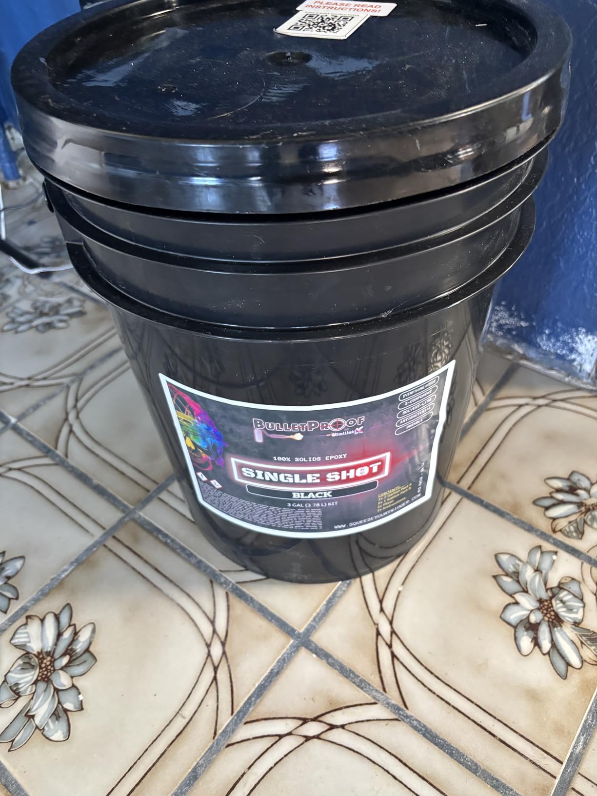 BP Resins: Single Shot |100% Solids Epoxy Resin Kit (3 Gallon) Premium, Two Component Gloss Coat Finish- Low VOC! Industrial Use, Garages, Floors, Wood, Acrylic & More! (Light Gray) + Free Mixer! customer photo 1