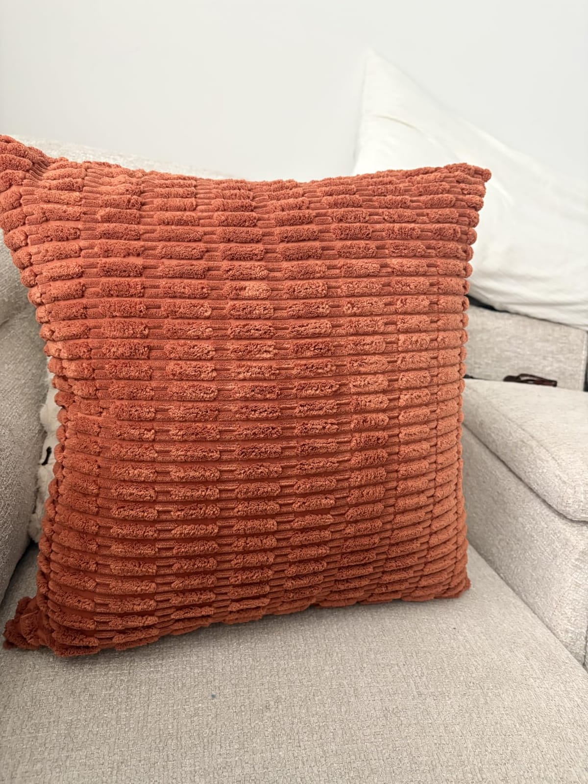 MIULEE Corduroy Decorative Throw Pillow Covers 18x18 Navy Blue Pack of 2 | Soft Boho Striped Pillow Covers Modern Farmhouse Coastal Home Decor For Sofa Living Room Couch Bed customer photo 1