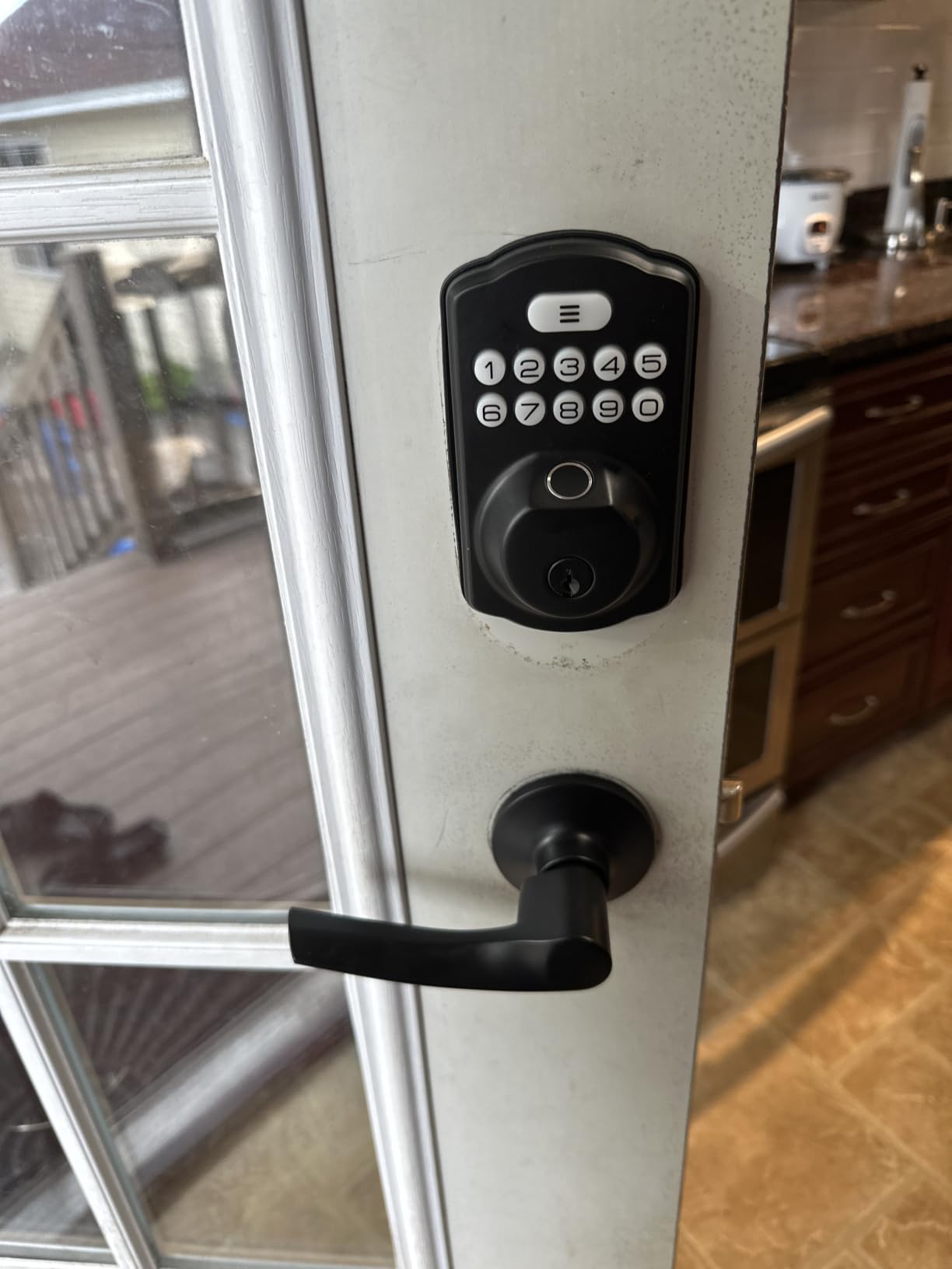 Veise KS02B Fingerprint Door Lock with 2 Lever Handles, Matte Black | Zinc Alloy Handle Set, Auto Lock, Anti-Peep Codes, 2 Keys, Keyless Entry Deadbolt, Electronic Back-Lit Keypad, for Front Door customer photo 2