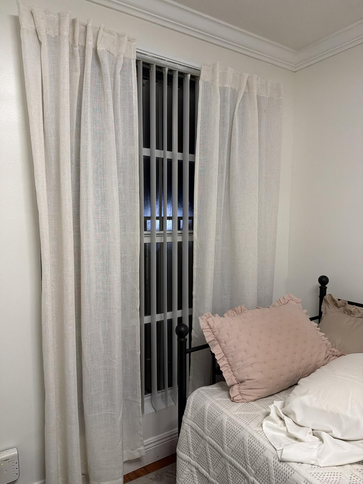 MIULEE Natural White Linen Curtains 52x84 Inch Long for Bedroom Living Room | Soft Thick Linen Textured Window Drapes, Semi Sheer Light Filtering, Rod Pocket Back Tab, Neutral Farmhouse Cream Ivory 2 Panels customer photo 1