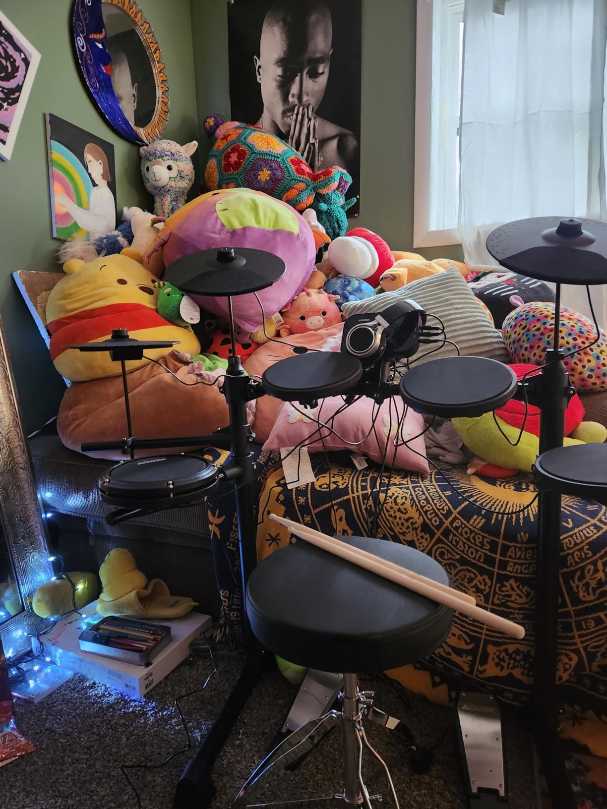 AODSK Electric Drum Set For Beginner 150 Sounds,4 Quiet Drum Pads 2 Pedals customer photo 1