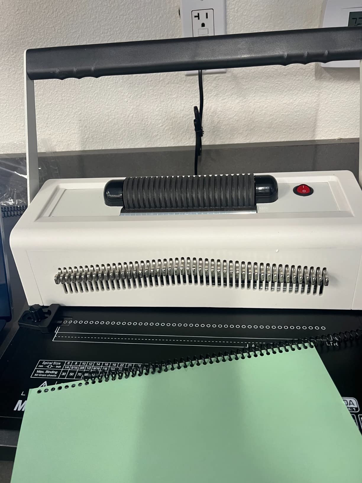MAKEASY Spiral Coil Binding Machine with 46 Fully Disengaging Pins - 4:1 Pitch - Electric Coil Inserter - Adjustable Side Margin, Comes with Free 1 Box Coil Spines & Plier, 20 Sheet Punch Capacity customer photo 1