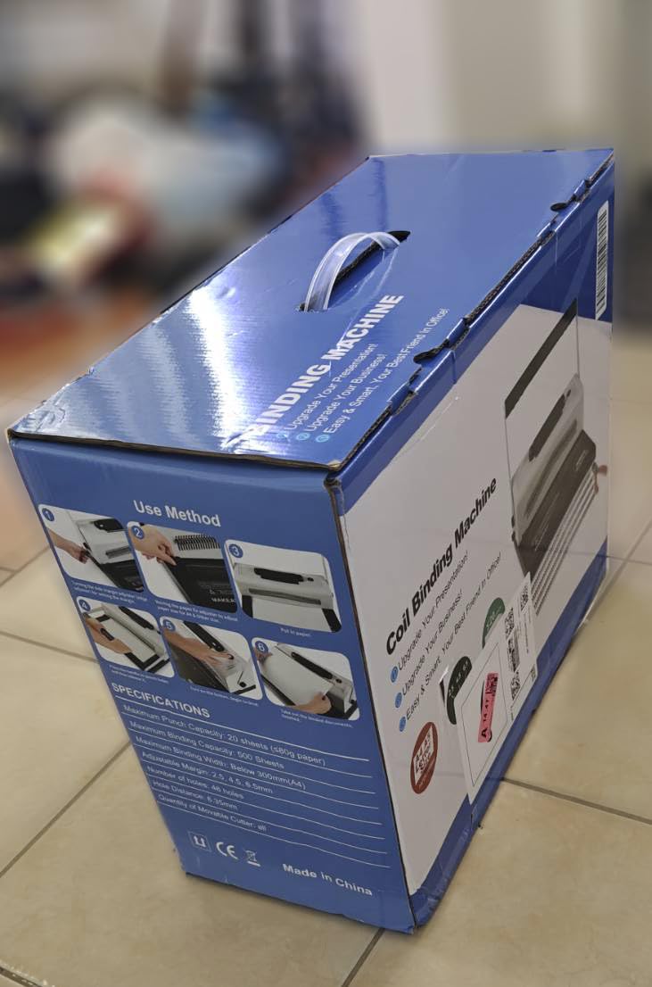 MAKEASY Spiral Coil Binding Machine with 46 Fully Disengaging Pins - 4:1 Pitch - Electric Coil Inserter - Adjustable Side Margin, Comes with Free 1 Box Coil Spines & Plier, 20 Sheet Punch Capacity customer photo 2