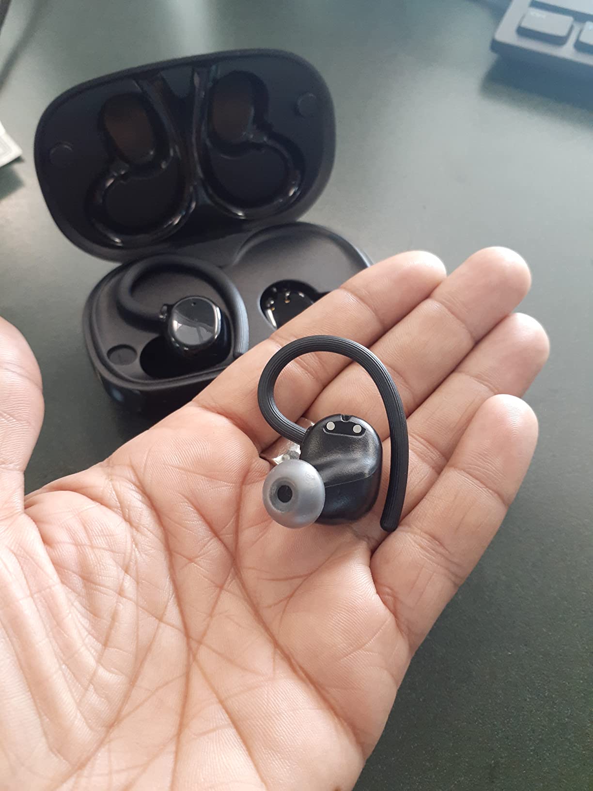 Wireless Earbuds for Small Ear, HiFi Stereo Sport Bluetooth 5.3 Headphones with Earhooks, 48H Deep Bass Running Ear Buds with LED Display, Noise Cancelling, IP7 Waterproof Built-in Mic for iOS Android customer photo 1