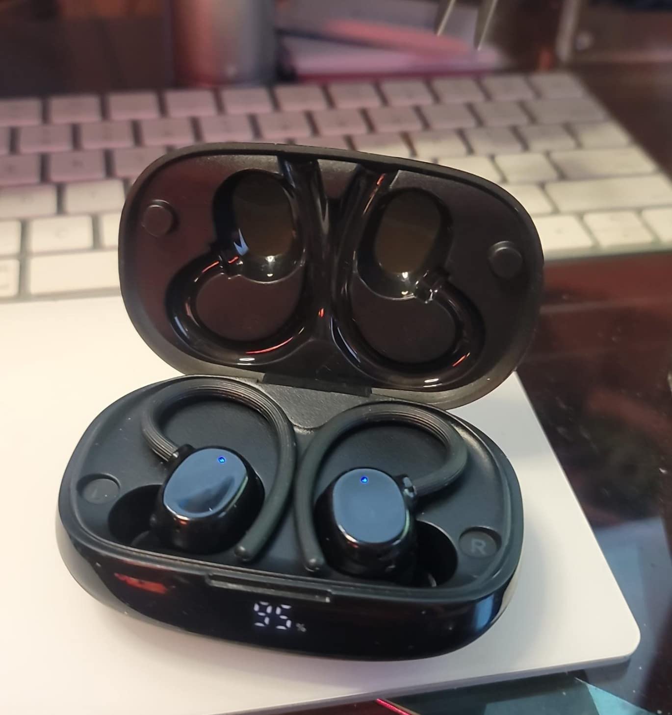 Wireless Earbuds for Small Ear, HiFi Stereo Sport Bluetooth 5.3 Headphones with Earhooks, 48H Deep Bass Running Ear Buds with LED Display, Noise Cancelling, IP7 Waterproof Built-in Mic for iOS Android customer photo 2