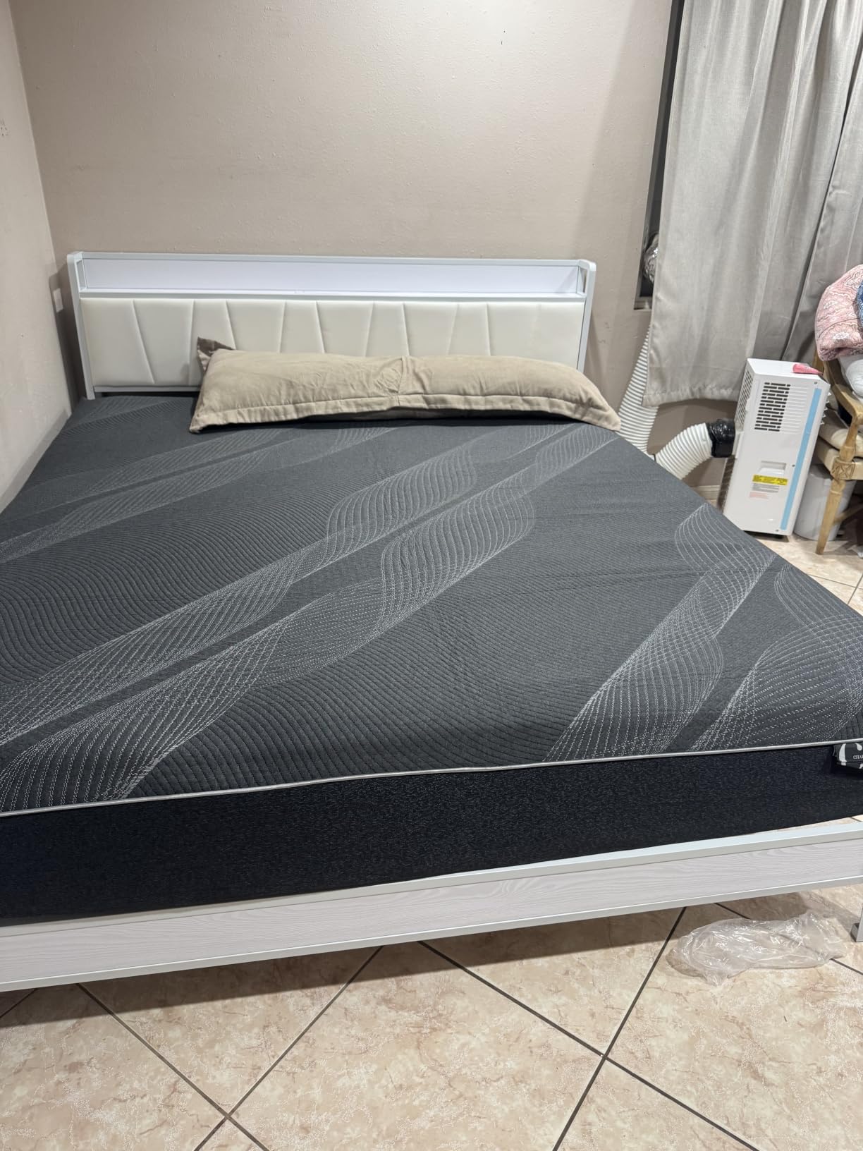 LIKIMIO Twin Size Bed Frame with Storage Headboard and Charging Station | Vintage Brown and Gray Upholstered Platform Bed Frame, Sturdy Noise-Free Metal Support, No Box Spring Needed, Easy Assembly customer photo 2