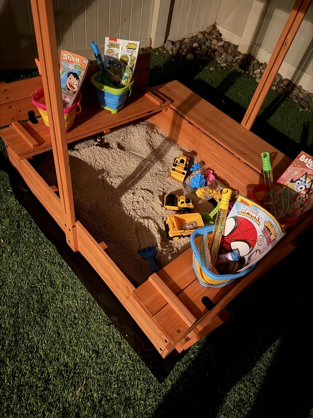 Agitree Wooden Sandbox with Lid and Canopy for Kids Ages 3-8, 47