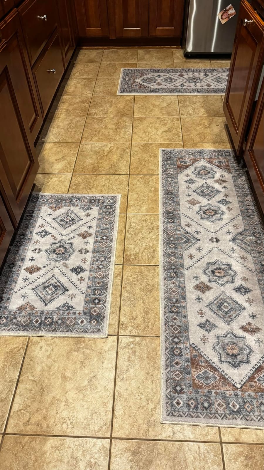 HEBE Boho Kitchen Rugs Set of 3, Non Slip Washable Kitchen Mats for Floor | Farmhouse Kitchen Runner Rug Set, Soft Vintage Stain Resistant Kitchen Floor Carpet Runners for Hallway, Entryway, Laundry customer photo 2