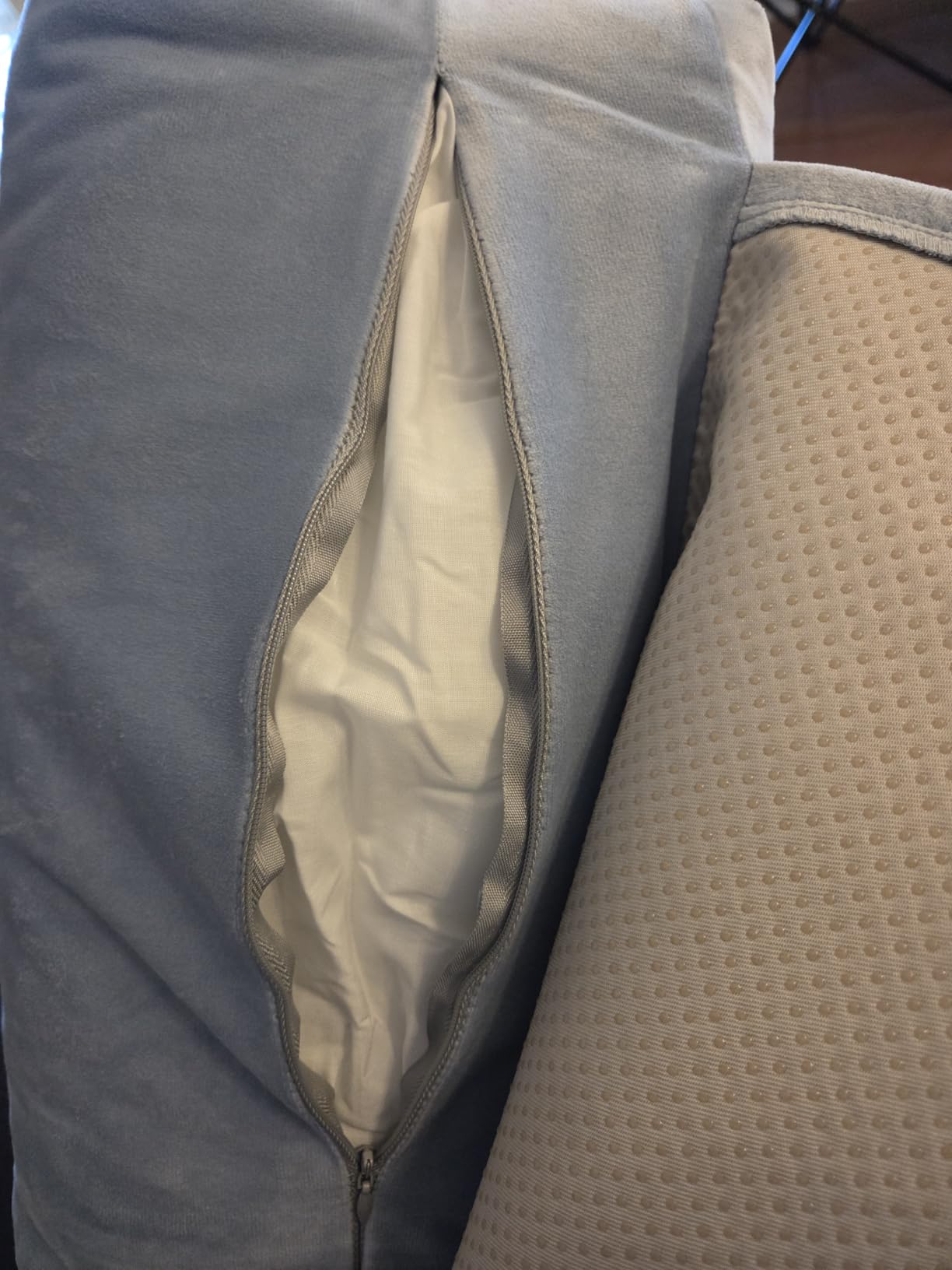 Adjustable Headrest Pillow for Recliners and Armchairs - Non-Slip Velvet Cushion for Neck Support and Pain Relief (Gray) customer photo 1