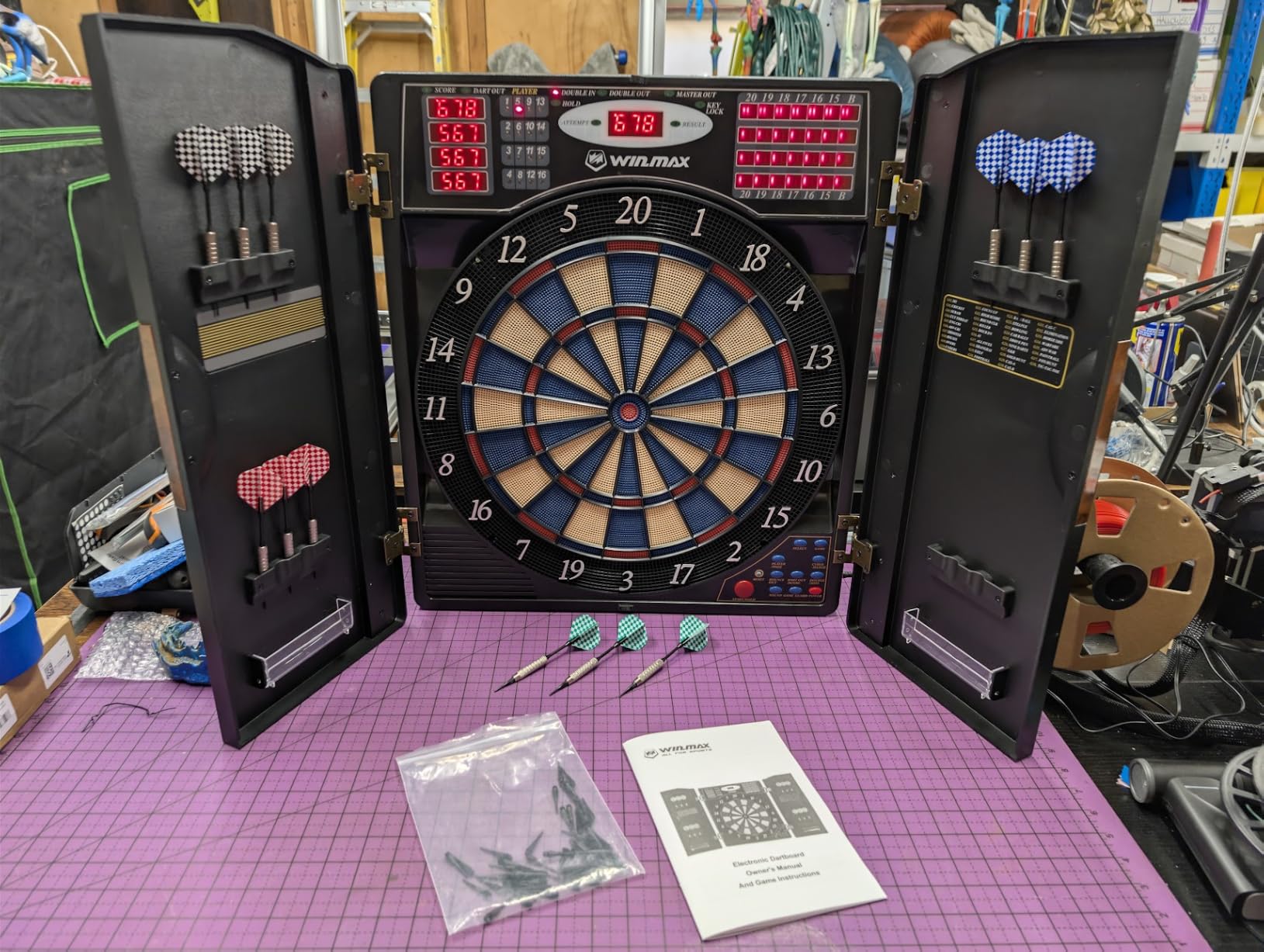 WIN.MAX Electronic Dart Board Cabinet Set for Adults, Black customer photo 2
