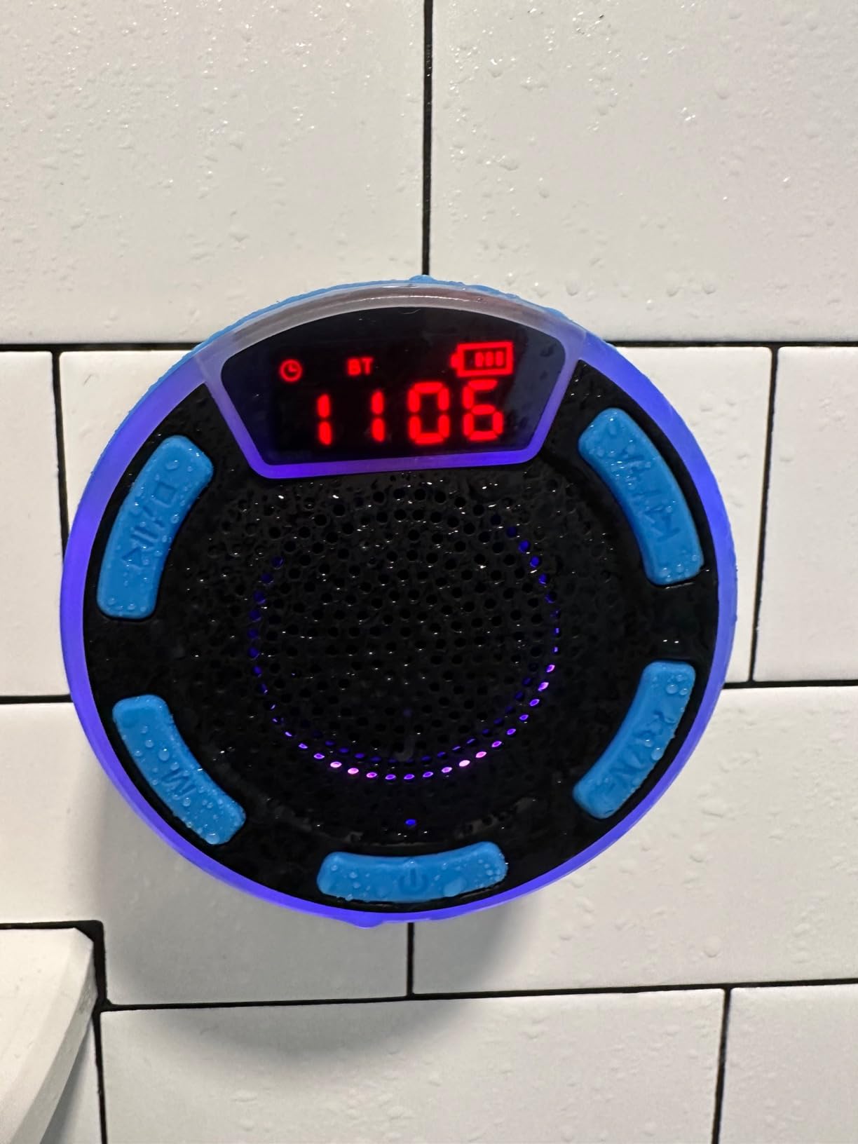 Bluetooth Speakers, IPX7 Waterproof Shower Speaker, Portable Speaker with LED Display, FM Radio, Suction Cup, Light Show, Built-in Mic, Best Gifts for Pool Beach Home Party Travel Outdoors customer photo 1