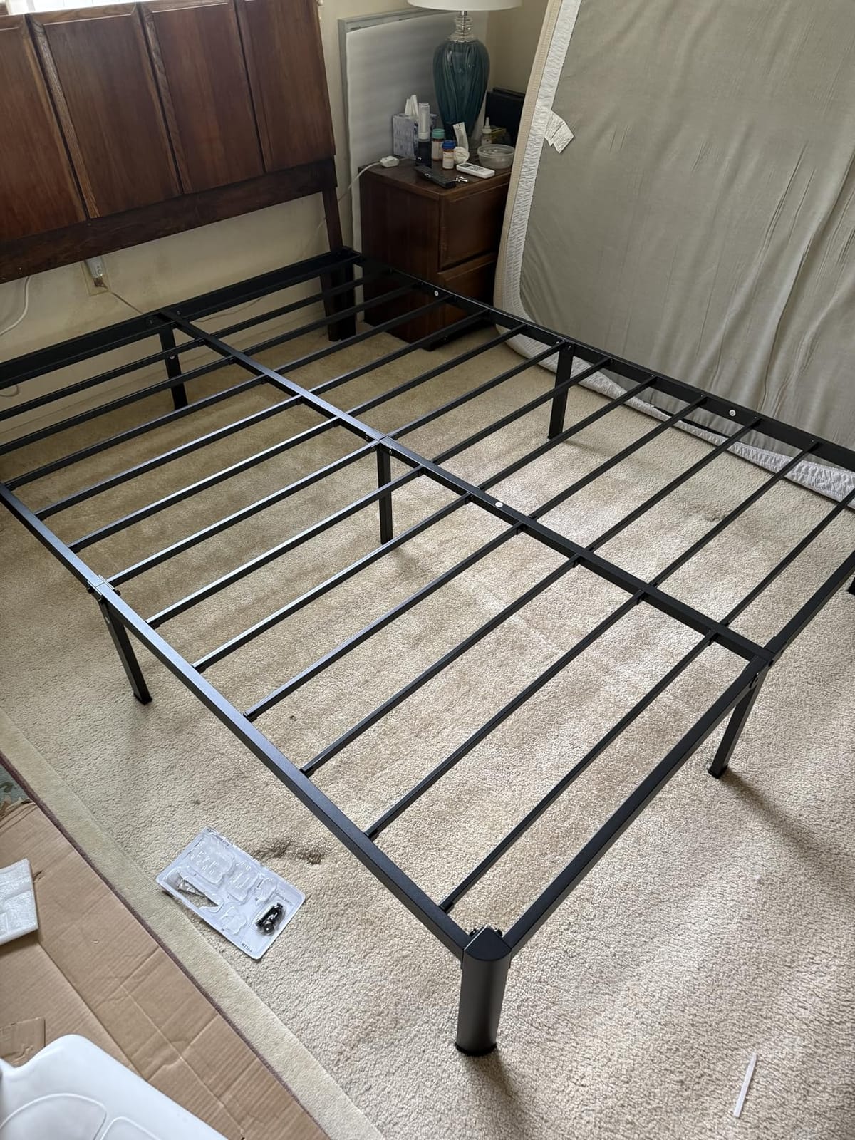 ROIL 14 Inch Queen Bed Frame with Rounded Corner & 4 Mattress Baffles | Easy Assembly, Noise Free, 3500LBS Load Capacity, No Box Spring Needed, 12.4