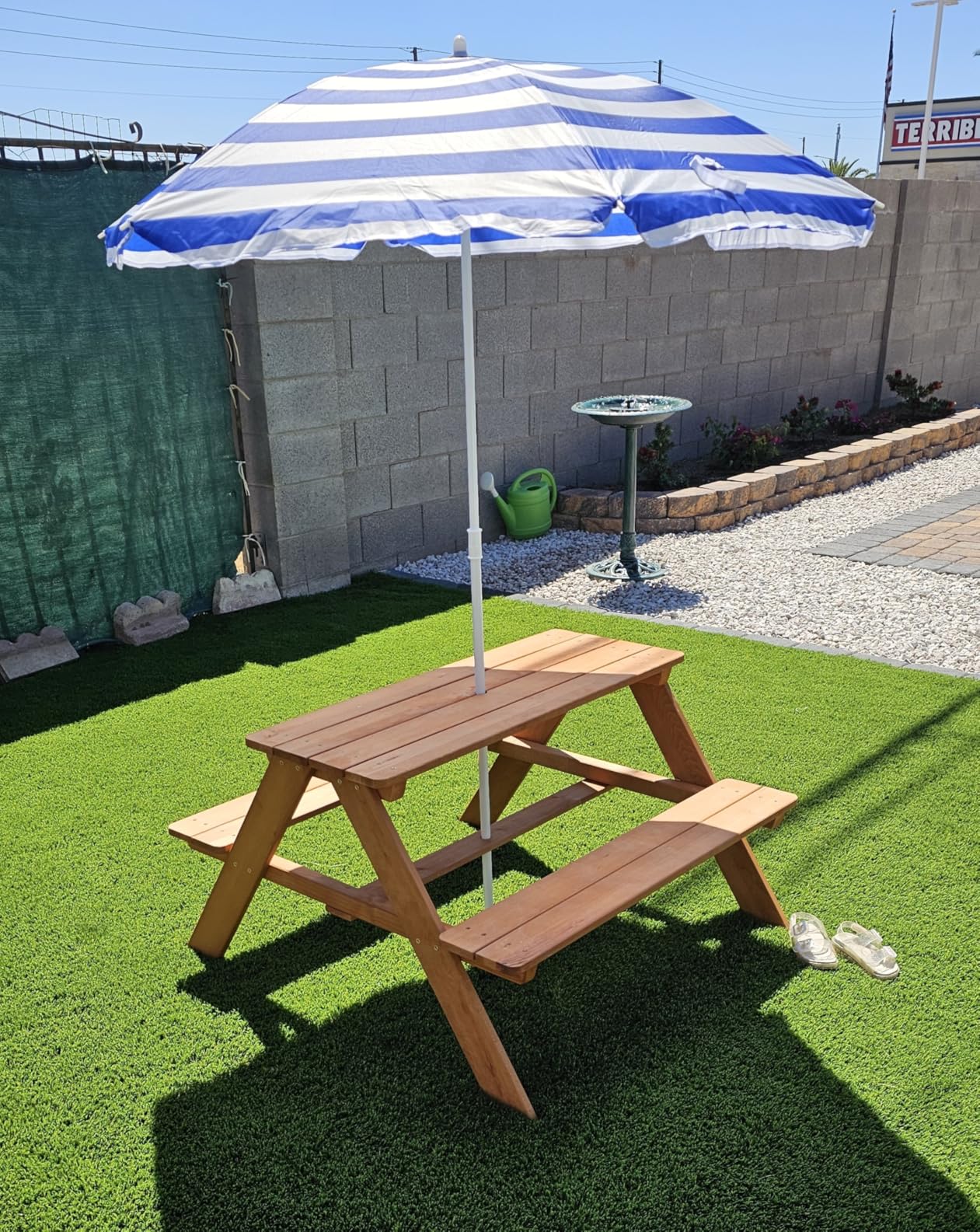 Best Choice Products Wooden Kids Picnic Table with Umbrella, Outdoor Activity Table Set with Built-in Benches, 220 lb Capacity per Bench - Navy customer photo 1