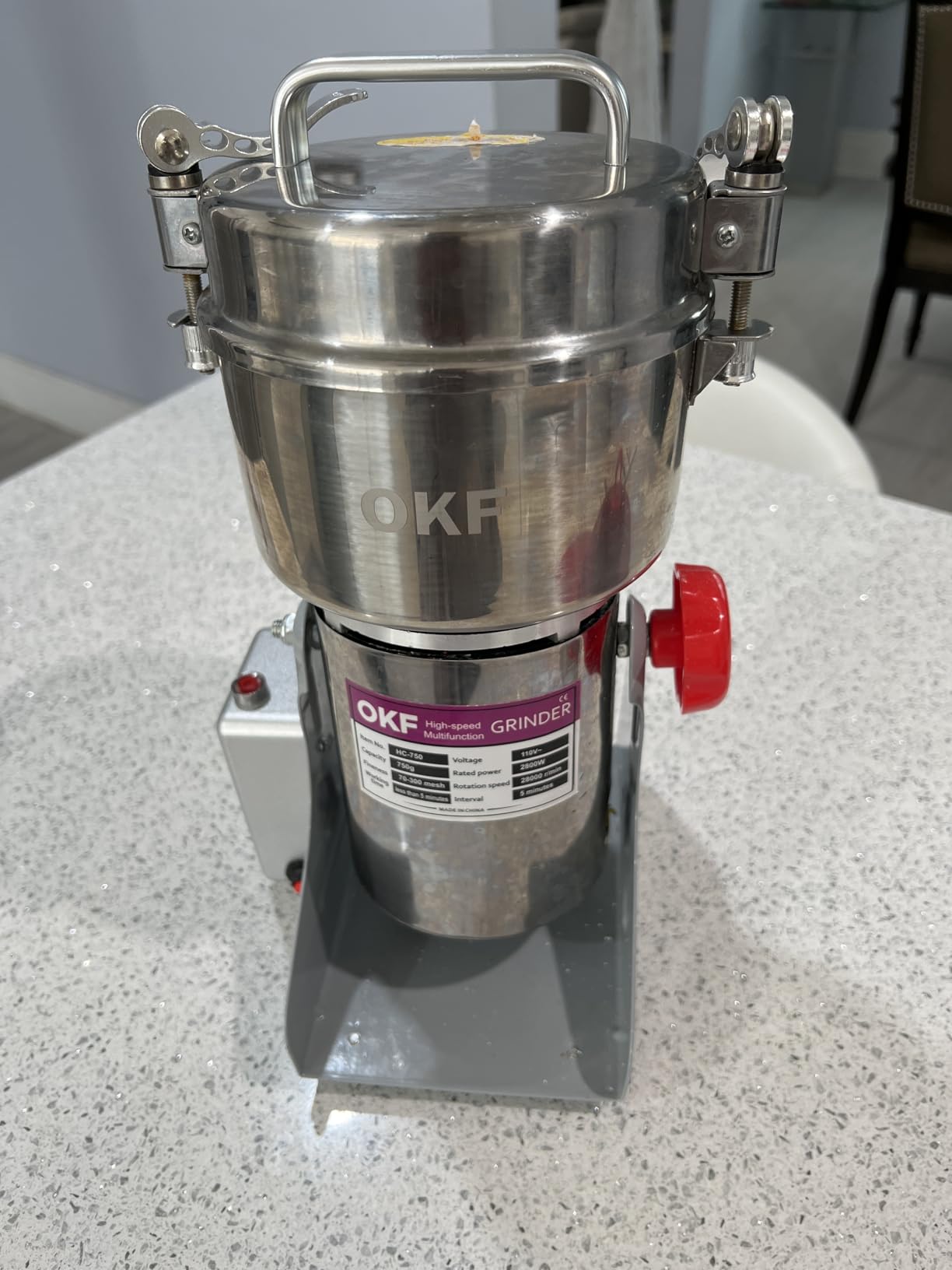 550g Grain Mill, 304 Stainless Steel Spice Grinder, 2000W High-speed Commercial Flour Mill, Superfine Flour Mill Grinder for Home, Grain Mill for Flour customer photo 1