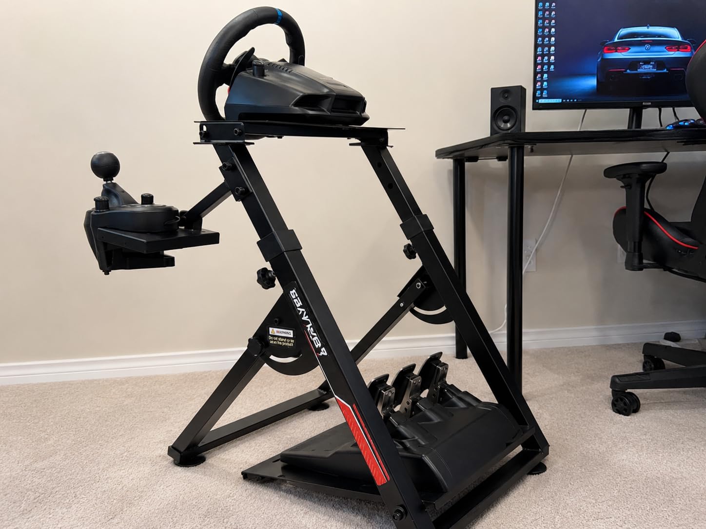 GTPLAYER Sim Racing Wheel Stand Simulator Cockpit Wheel Stand Racing Steering Shifter Mount fit for Logitech G25 G27 G29 G920 G923 Thrustmaster T330TS Gaming Stand Wheel Pedals NOT Included, Black customer photo 2