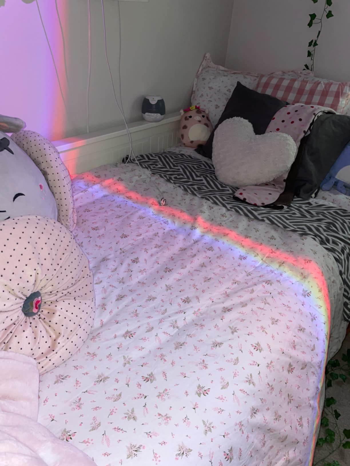 VClife Full Cotton Duvet Cover Sets Pink White Floral Bedding Sets, 3 Pieces Vintage Style Flower Branches Pattern Duvet Covers with Zipper Closure (1 Duvet Cover & 2 Pillow Covers) customer photo 1