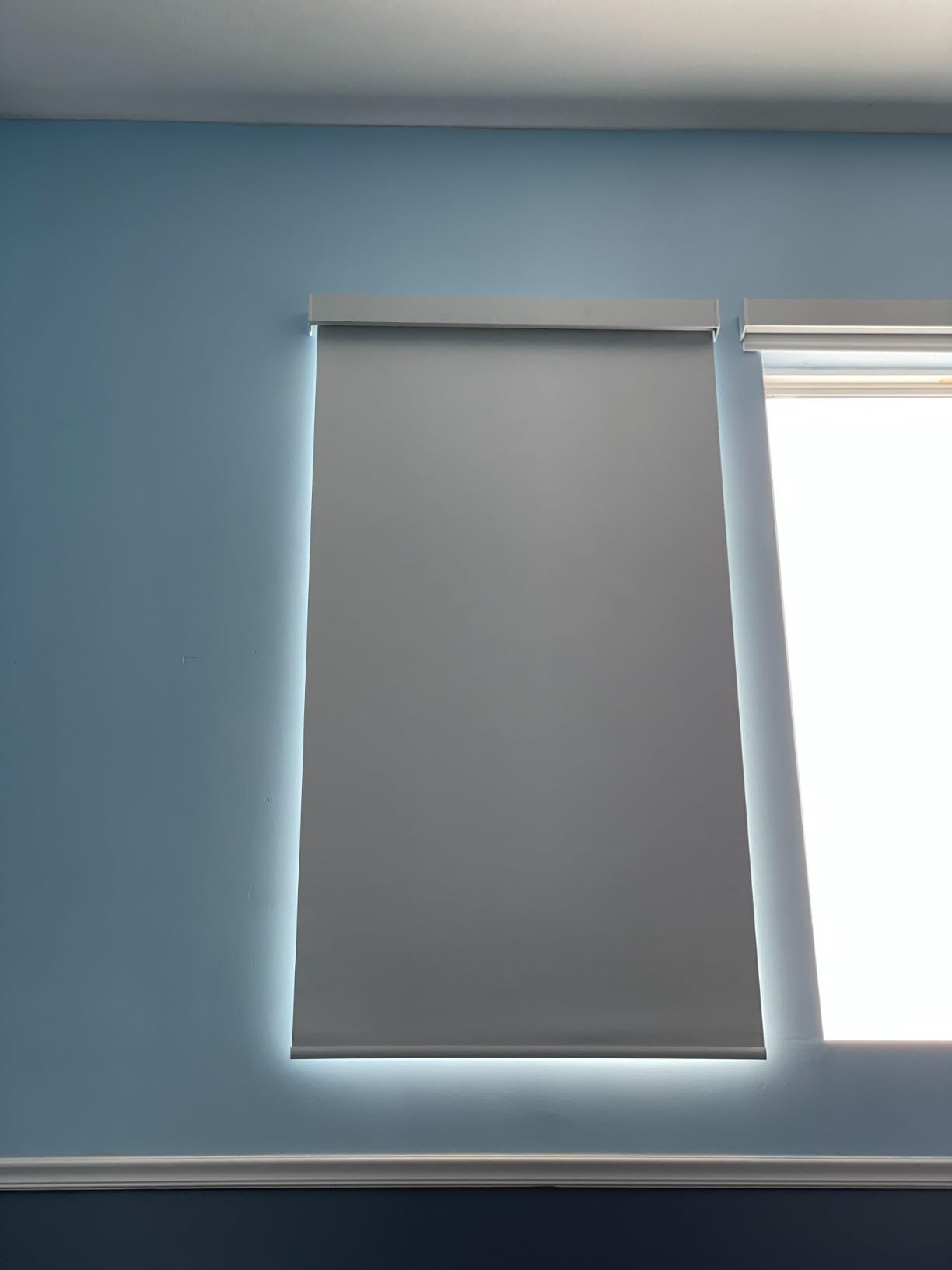 Motorized Roller Shades, 100% Blackout, Classic White | Automatic Blinds for Indoor Windows, Works with Alexa Google Apple Home, Remote & App Control,Solar/USB Charging,Custom Size customer photo 1