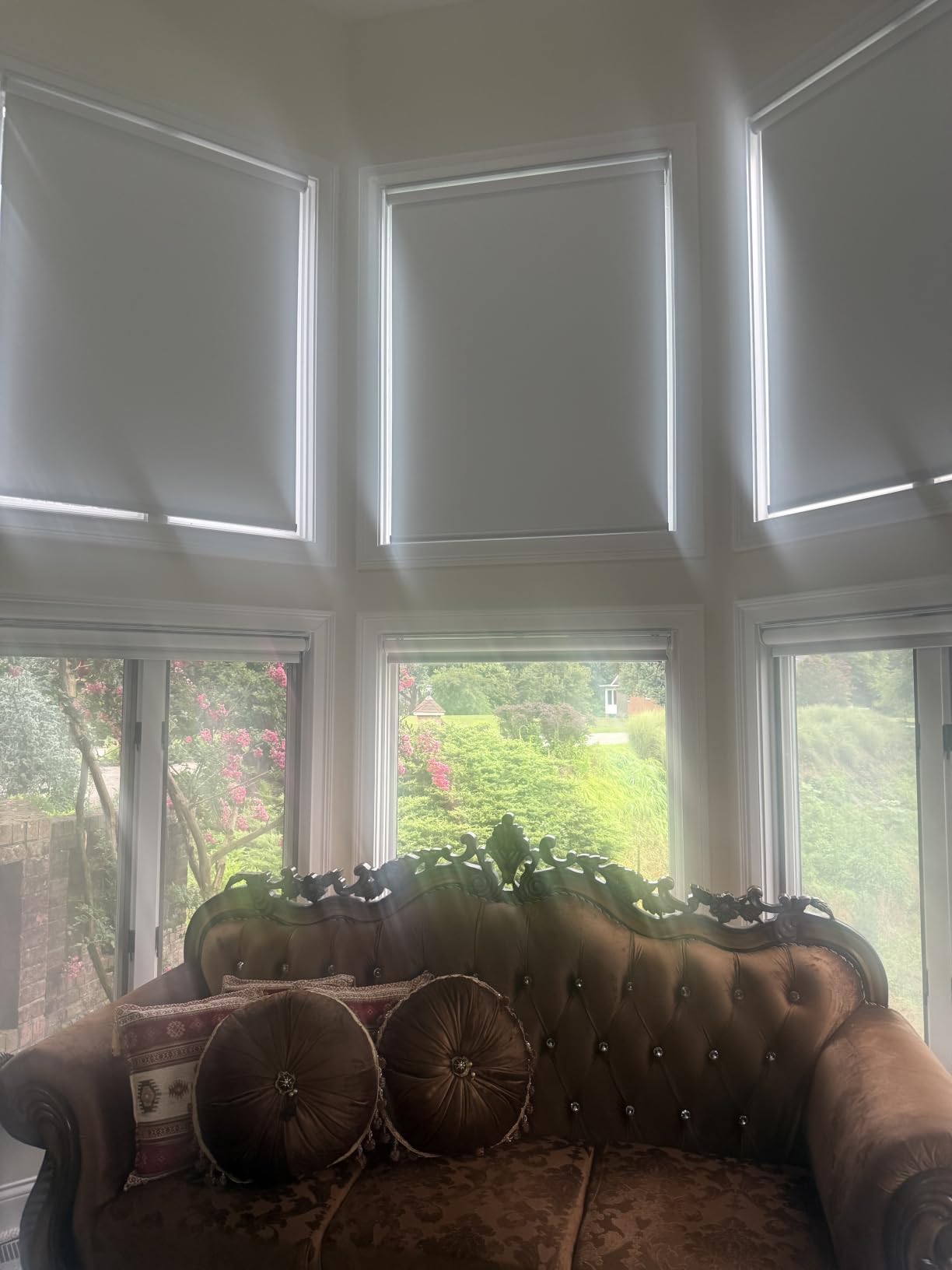 Motorized Roller Shades, 100% Blackout, Classic White | Automatic Blinds for Indoor Windows, Works with Alexa Google Apple Home, Remote & App Control,Solar/USB Charging,Custom Size customer photo 2