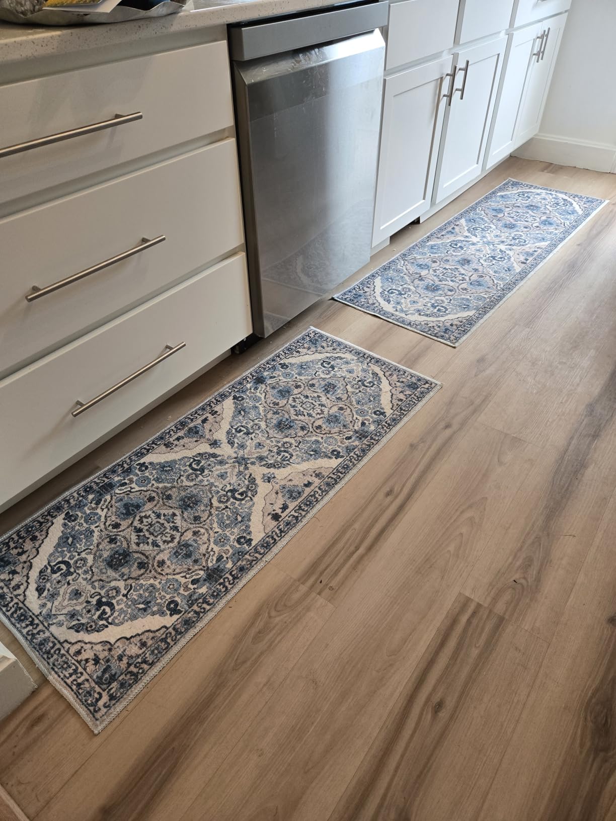 HEBE Boho Kitchen Rugs Set of 3, Non Slip Washable Kitchen Mats for Floor | Farmhouse Kitchen Rug and Runner Set, Soft Vintage Distressed Kitchen Floor Mat Carpet Runners for Hallway, Entryway, Laundry customer photo 1