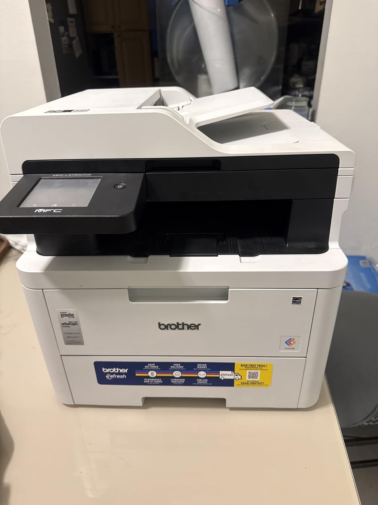 Brother MFC-L3720CDW Wireless Color Laser Printer with Scanner, Copier and Fax | Auto Duplex and 250-Sheet Capacity | Includes Refresh Subscription Trial(1). Amazon Dash Replenishment Ready | Scan function, Fax function, Automatic duplex printing customer photo 1