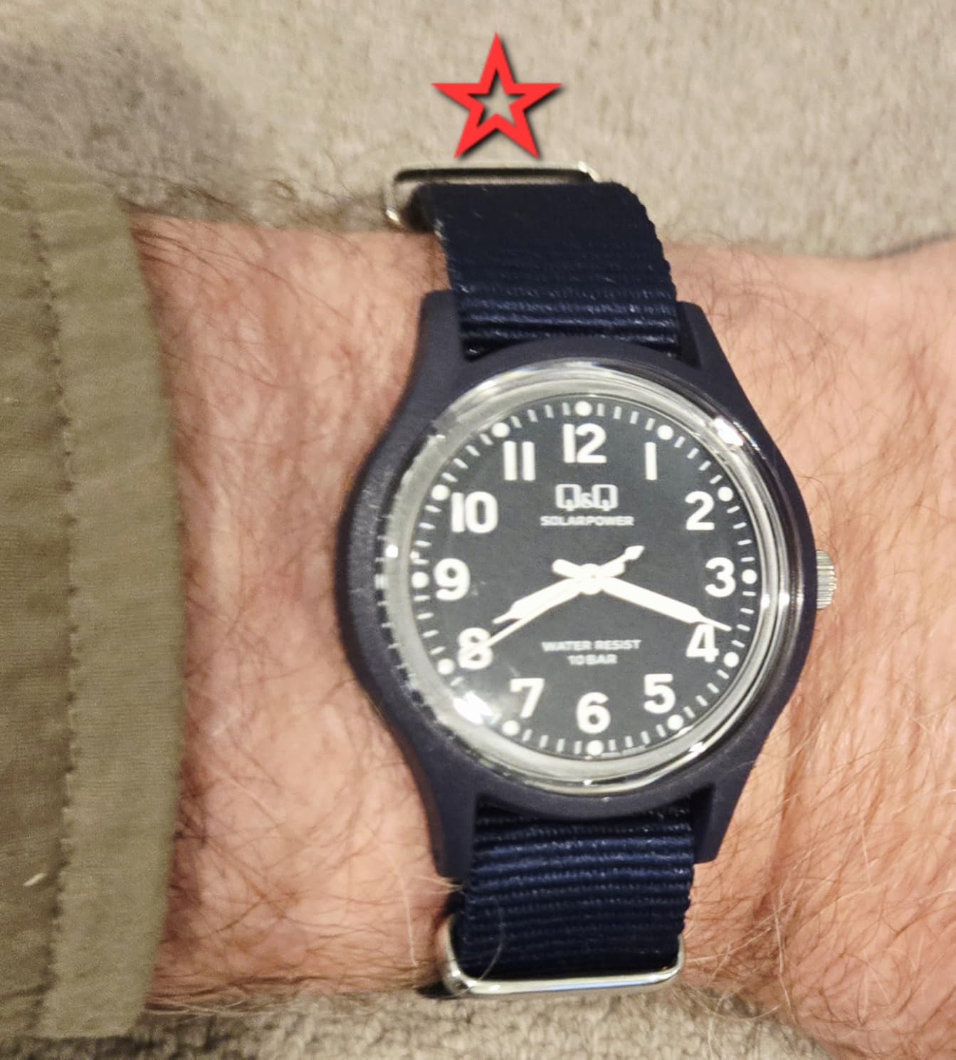 Citizen Q&Q Analog Solar Wristwatch, Water Resistant to 10 ATM, Nylon Strap customer photo 1