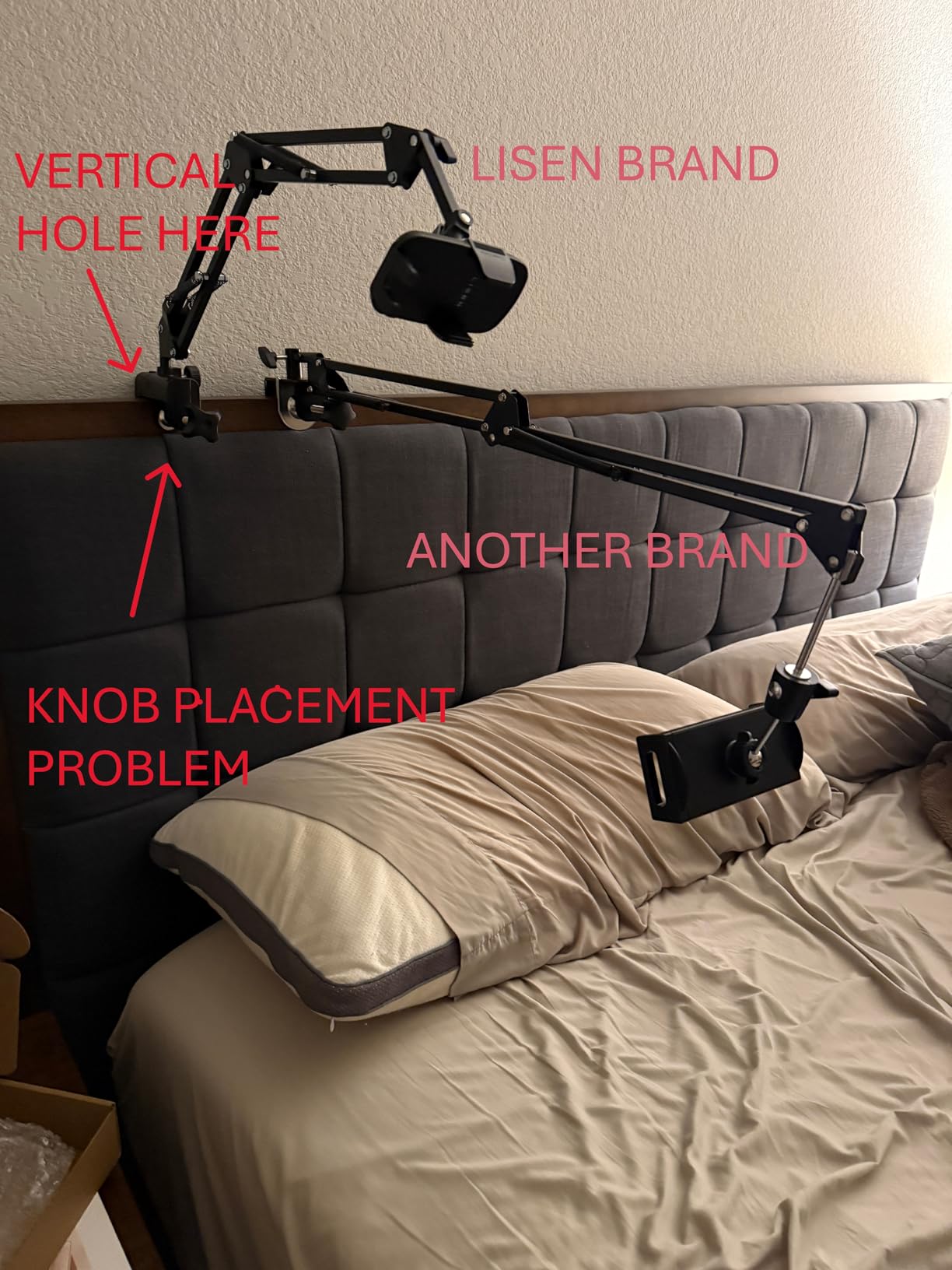 LISEN Cell Phone Holder for Bed Desk, Overhead Phone Mount iPhone Recording customer photo 1