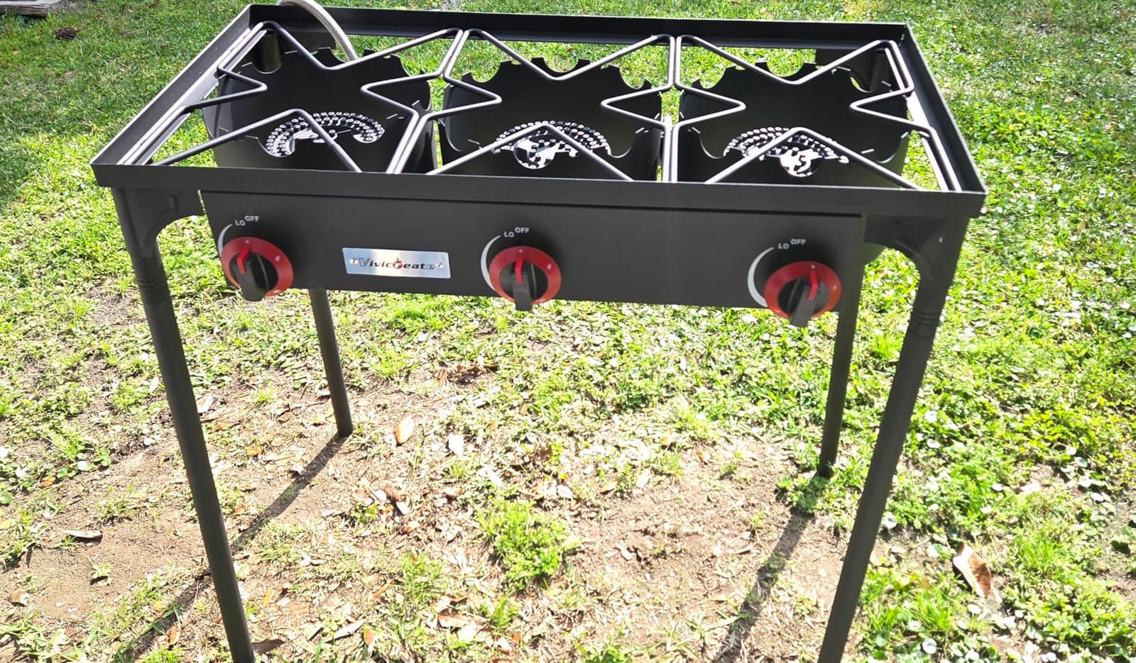 Vivicreate 3 Burner High pressure Propane Stove, 28 Inch Tall Camping Stove with cast iron burner 105000 BTU power, Stable Legs for Outdoor Use customer photo 2