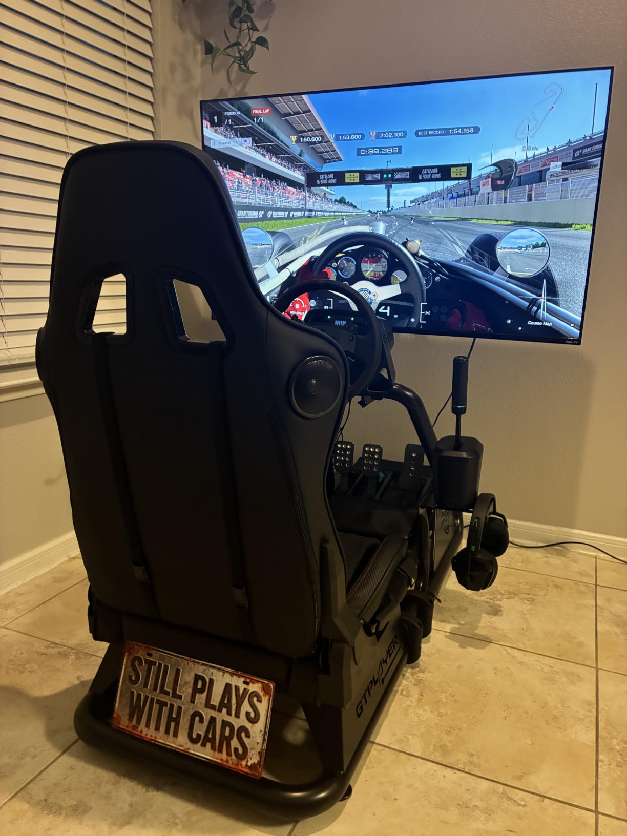 GTPLAYER Racing Simulator Cockpit with Seat and Bluetooth Speakers, Racing Style Reclining Seat and Ultra-Sturdy Alloy Steel Frame (Winered) customer photo 1