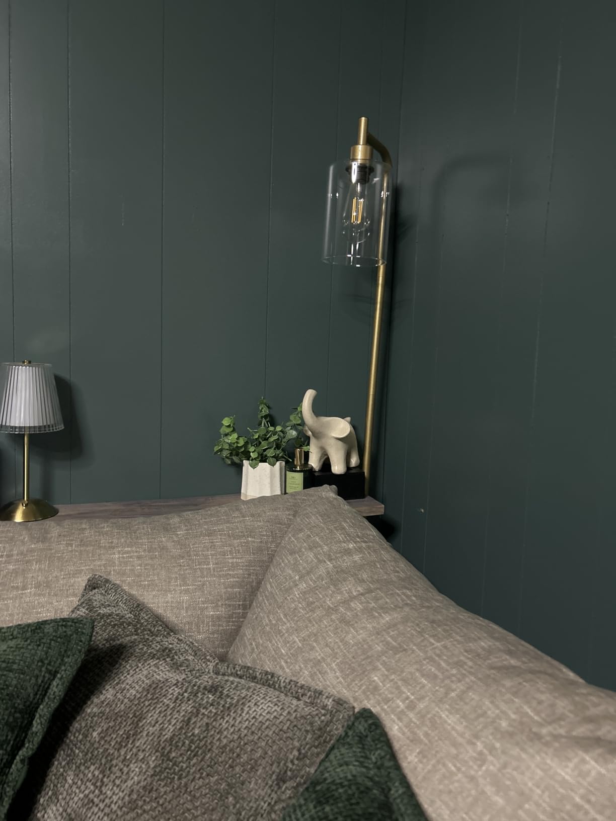 Ziisee Floor Lamps for Living Room - Industrial Standing Lamp with Glass Shade, Modern Gold Floor Lamp with LED Bulbs, Farmhouse Floor Lamp for Bedroom, Tall Lamp for Office - Gold customer photo 1