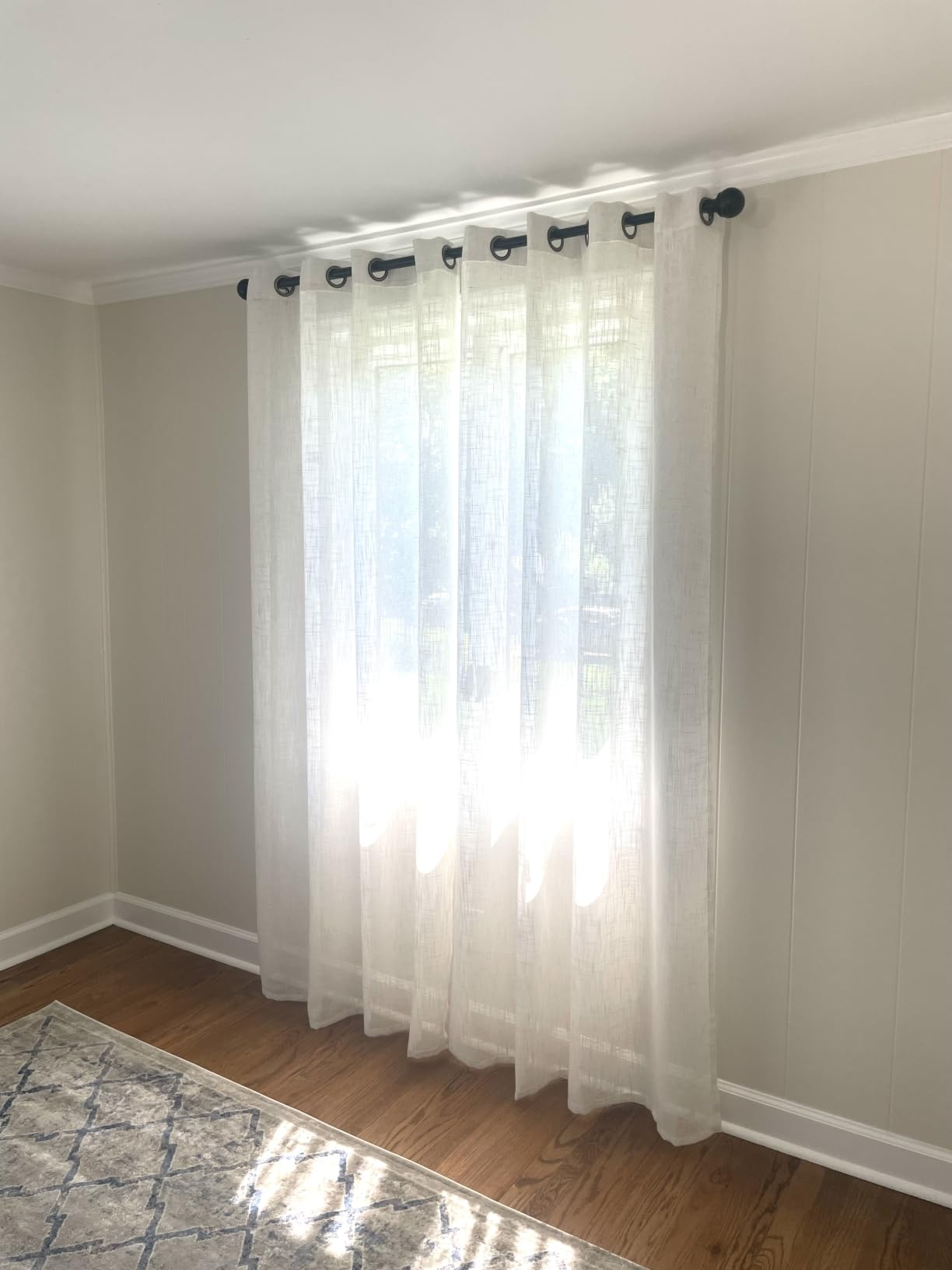 LAMIT Cream Ivory Linen Semi Sheer Curtains 84 inch Length for Bedroom | Light Filtering, Living Room Curtains, Soft Thick Neutral, Drapes for Farmhouse, Bronze Grommet, 2 Panels, 52 x 84 Inch customer photo 2