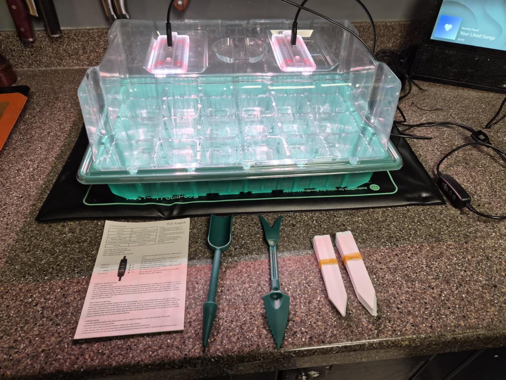 Seed Starter Trays with Grow Lights and Heat Mat, Plant Starting Kit 4 Timing Set Humidity Domes Heightened Lids for Small Mini Greenhouse Germination Seeds Growing Starting (6SET 6TRAY 72 SMALL CELL) customer photo 2