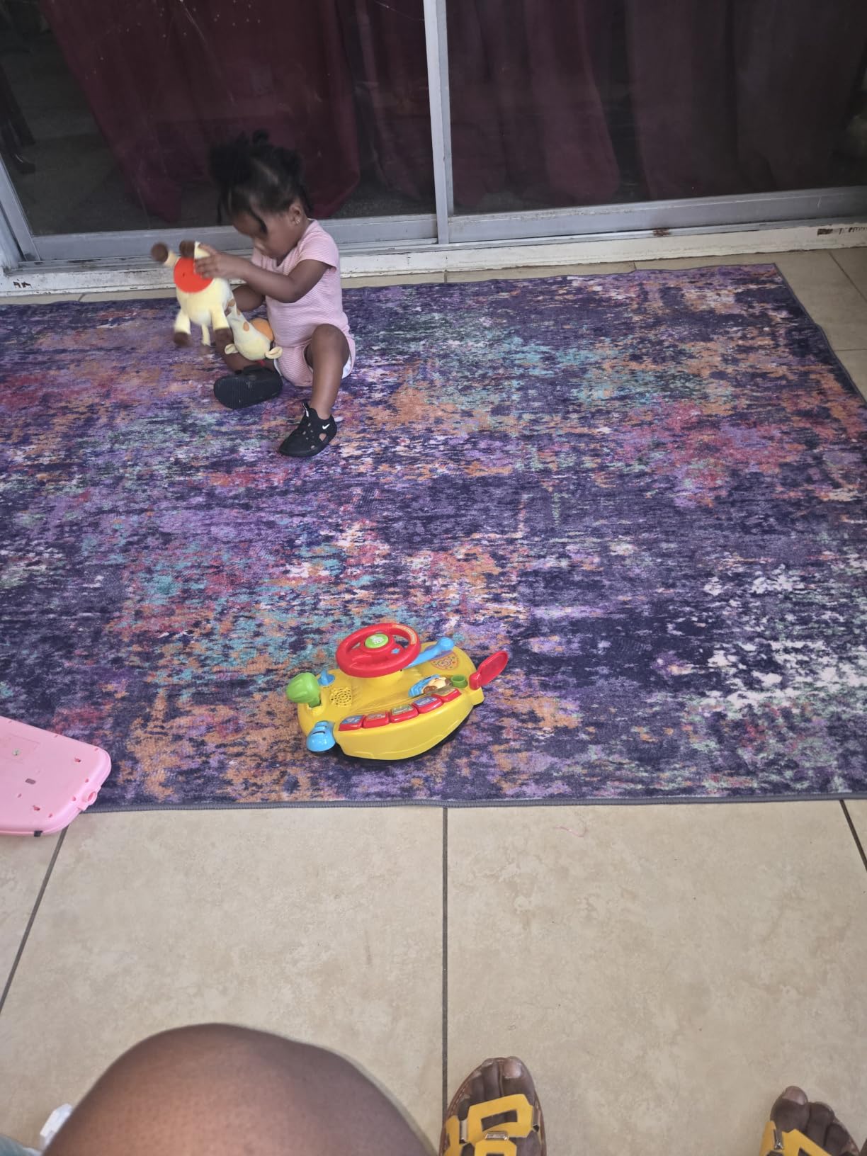RELEANY Washable 5'x7' Abstract Area Rug for Living Room Blue Gray | Carpet for Bedroom, Kitchen, Office, Hallway and Entryway, Printed Pattern, Non-Slip, Soft, Stain-Resistant, Easy to Clean customer photo 1