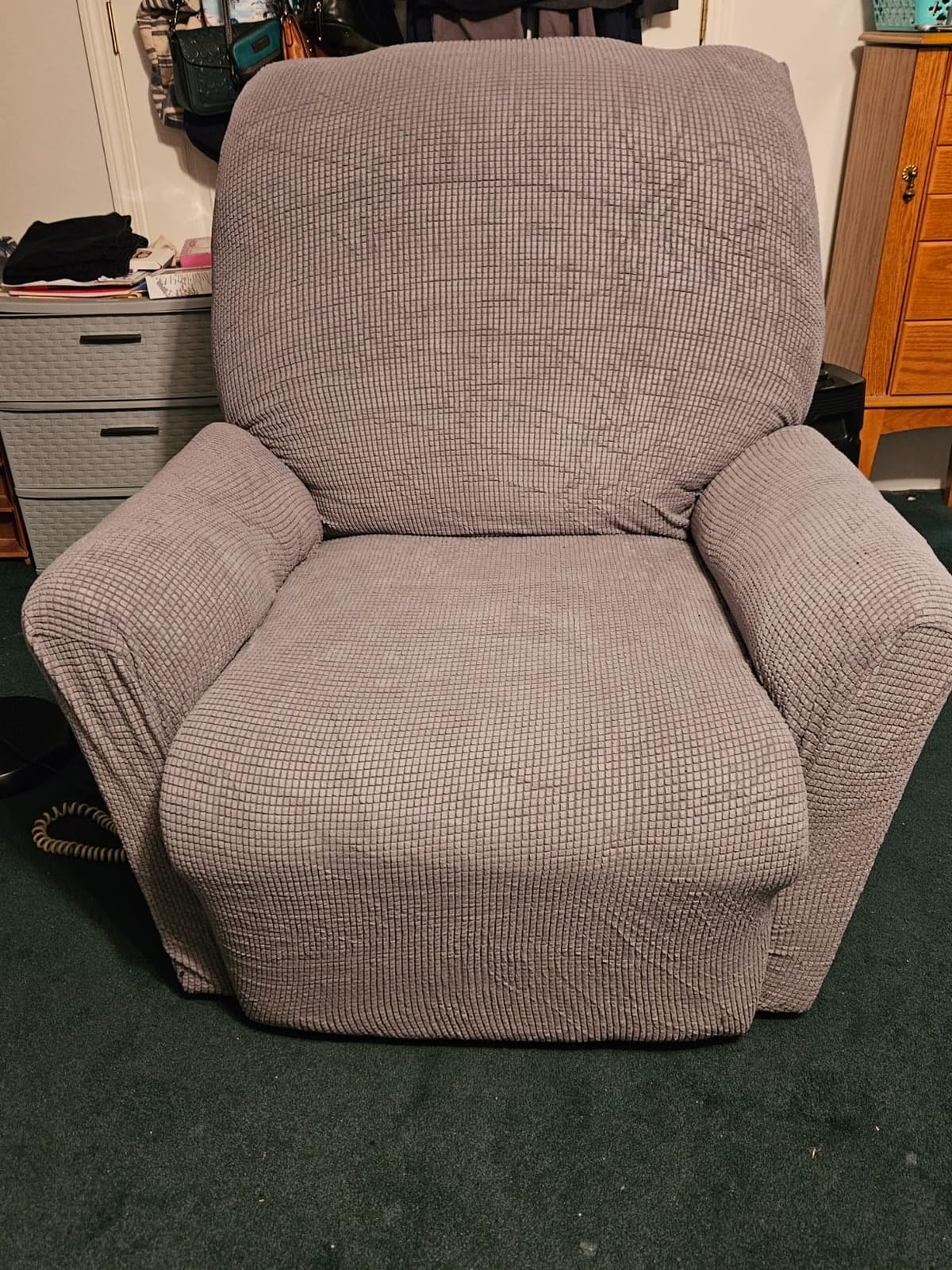 Power Lift Recliner Chair Cover, Stretch Slipcover with Side Pocket (Burgundy) customer photo 2