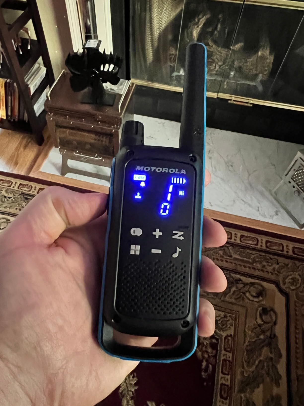 Motorola Solutions, Portable FRS, T802, Talkabout, Two-Way Radios Waterproof IP54 Walkie Talkie Emergency Preparedness, Rechargable, 22 Channel, 35 Mile, Black W/Blue, 2 Pack customer photo 2