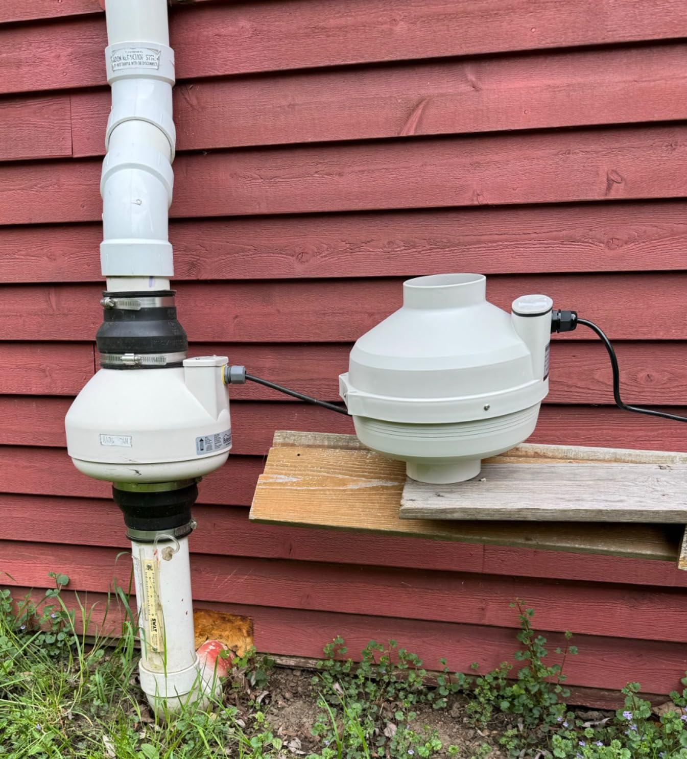4 inch Radon Fan Installation Kit - 2 Speed Radon Mitigation Fan 260/188CFM Inline Centrifugal Fan with Rubber Couplers (4 inch x 3 inch) and Air Pressure Indicator customer photo 1
