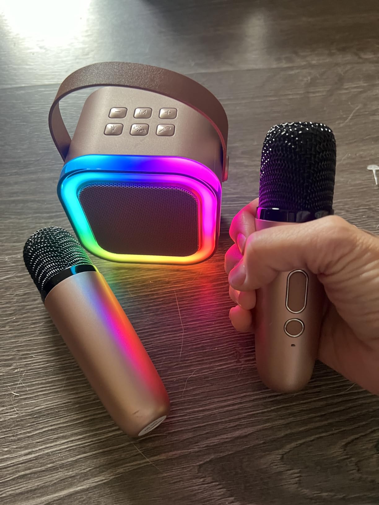 Karaoke Machine Kids Adults,Bluetooth Speaker with 2 Wireless Microphones customer photo 1