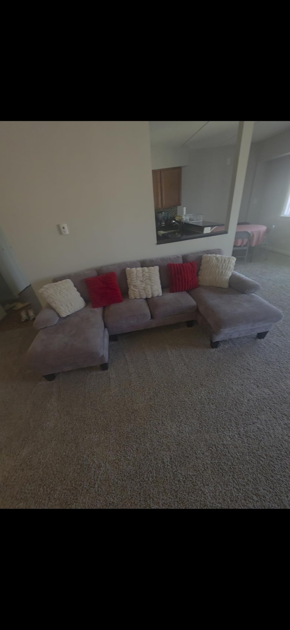Furmax Sectional Couches for Living Room, Chenille, Grey, U-Shaped Sofa Couch with Linen Fabric, 4 Seat Sofa Set with Double Chaise customer photo 1