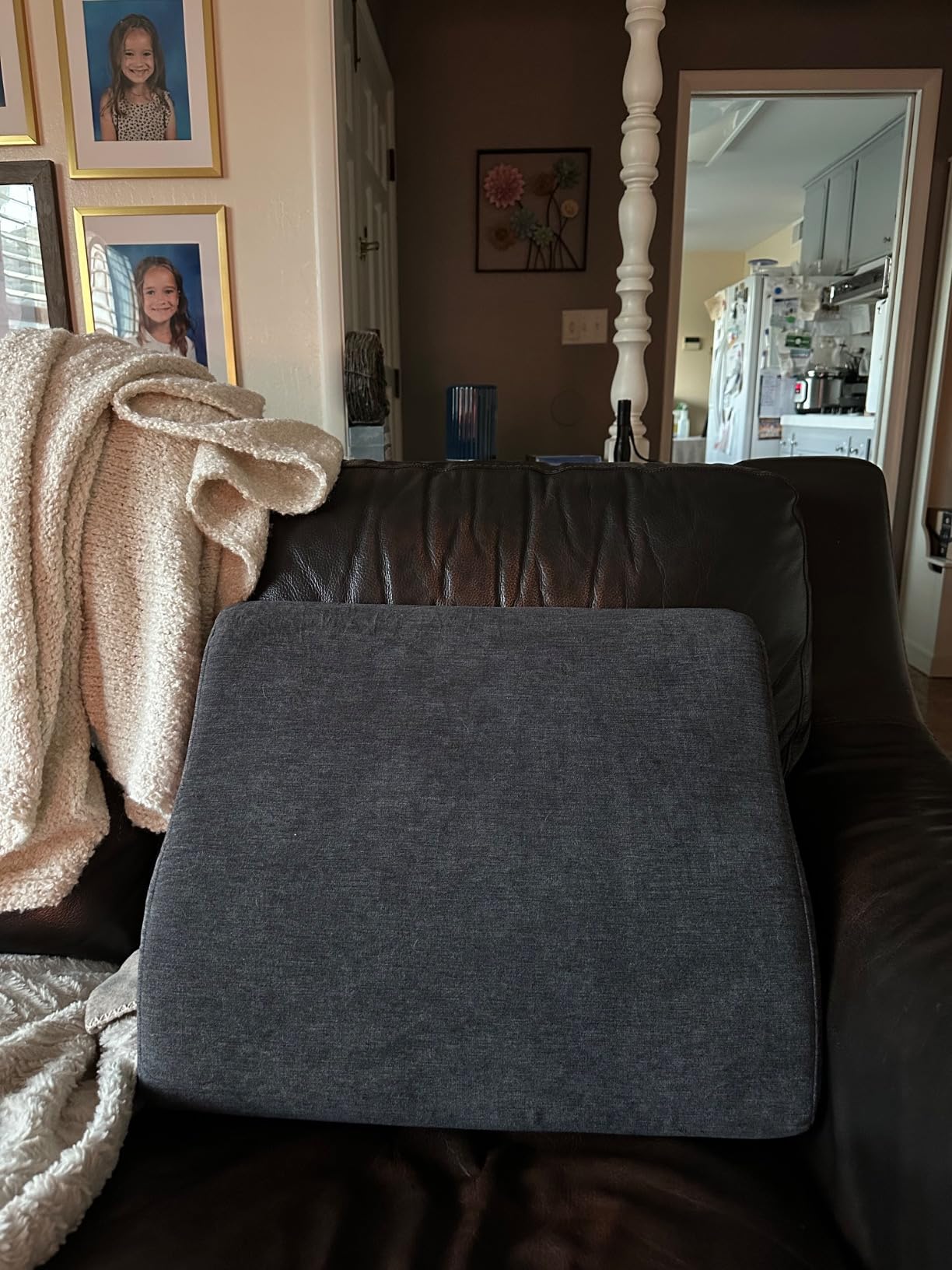 Back Support Pillow for Recliner Dual Layer Lumbar Support Pillow with Gel Memory Foam Ergonomic Orthopedic Couch Lumbar Cushions for Elderly Lower Back Pain Relief Washable Cover Brown customer photo 1