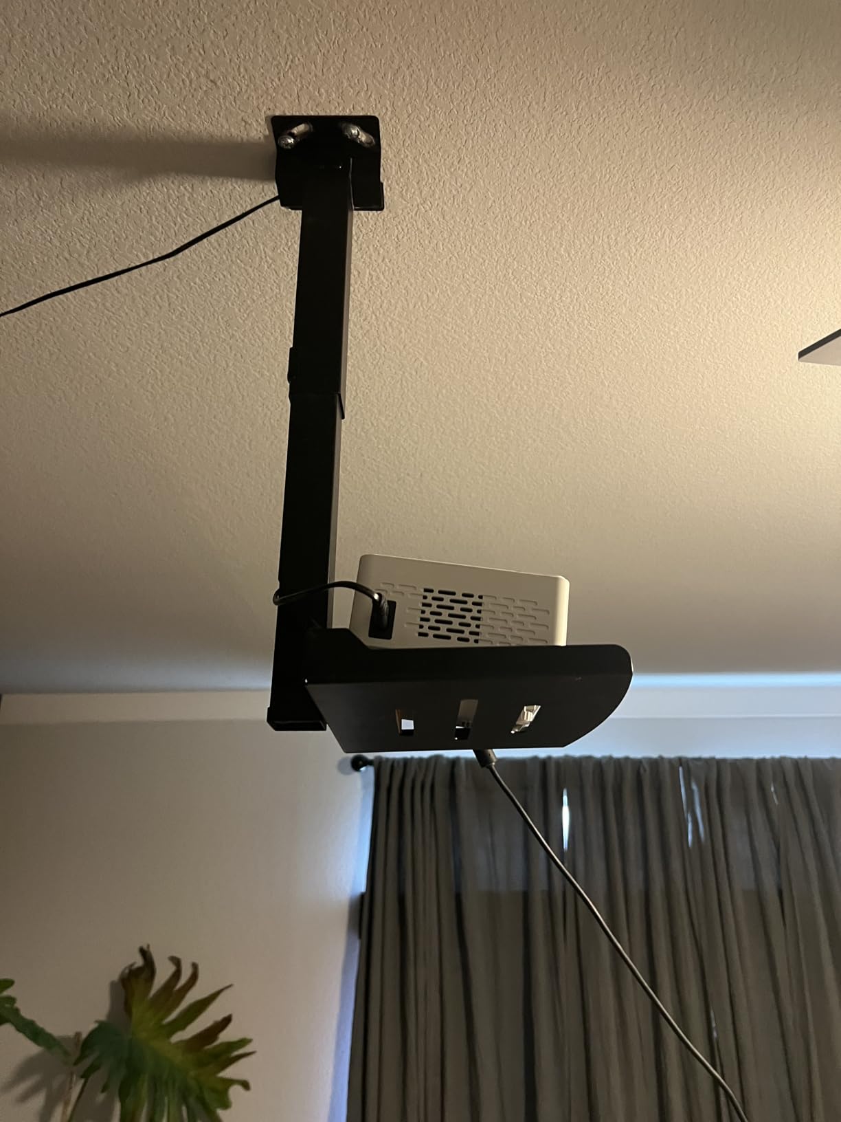 PUTORSEN Adjustable Projector Ceiling Mount,Universal Projector Shelf for Ceiling and Wall, Holds up to 22lbs，No Hole Installation, Hidden Cable Routing, Black customer photo 2